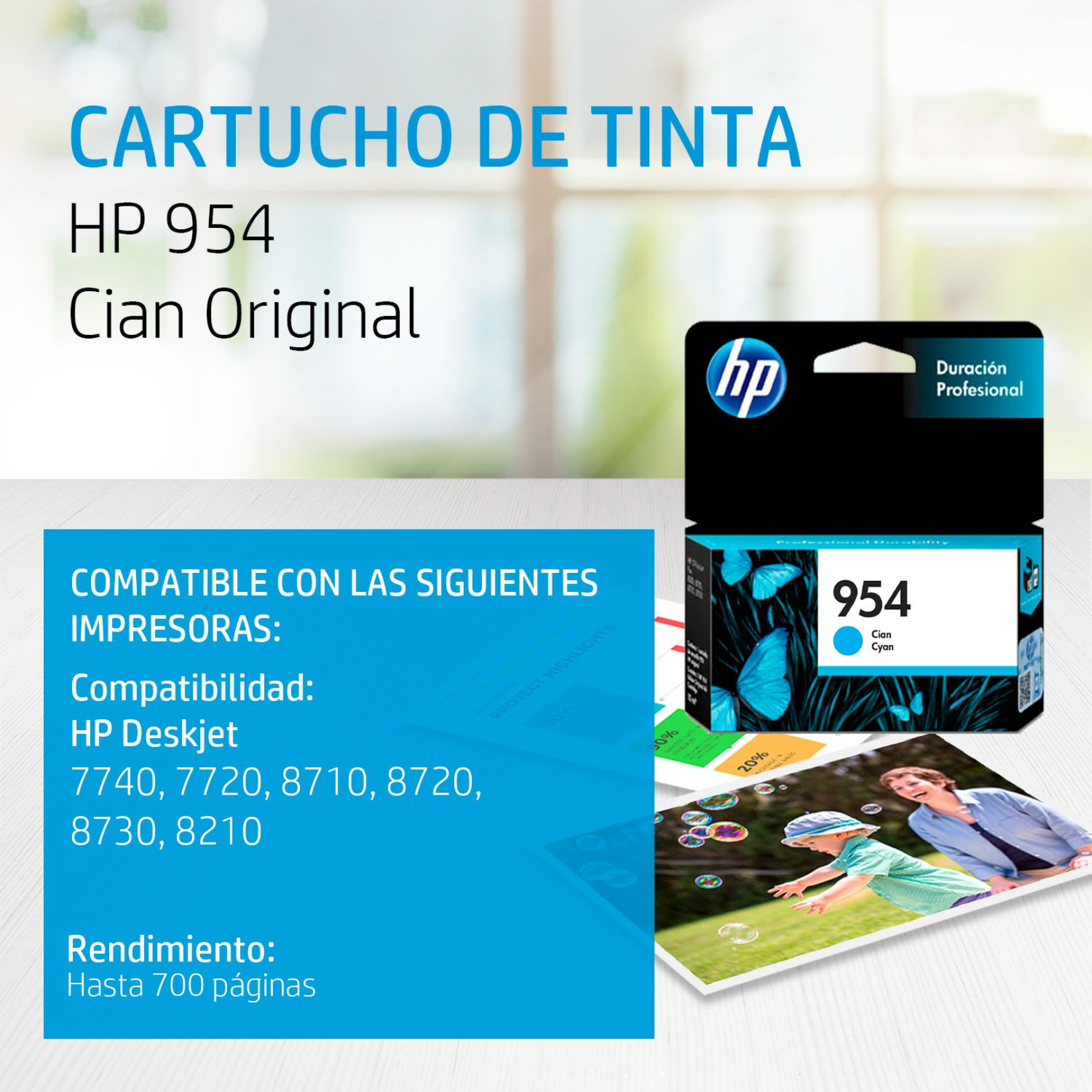 Cartucho de tinta HP 954 Cian (L0S50AL) OfficeJet 8710 700 Pag.