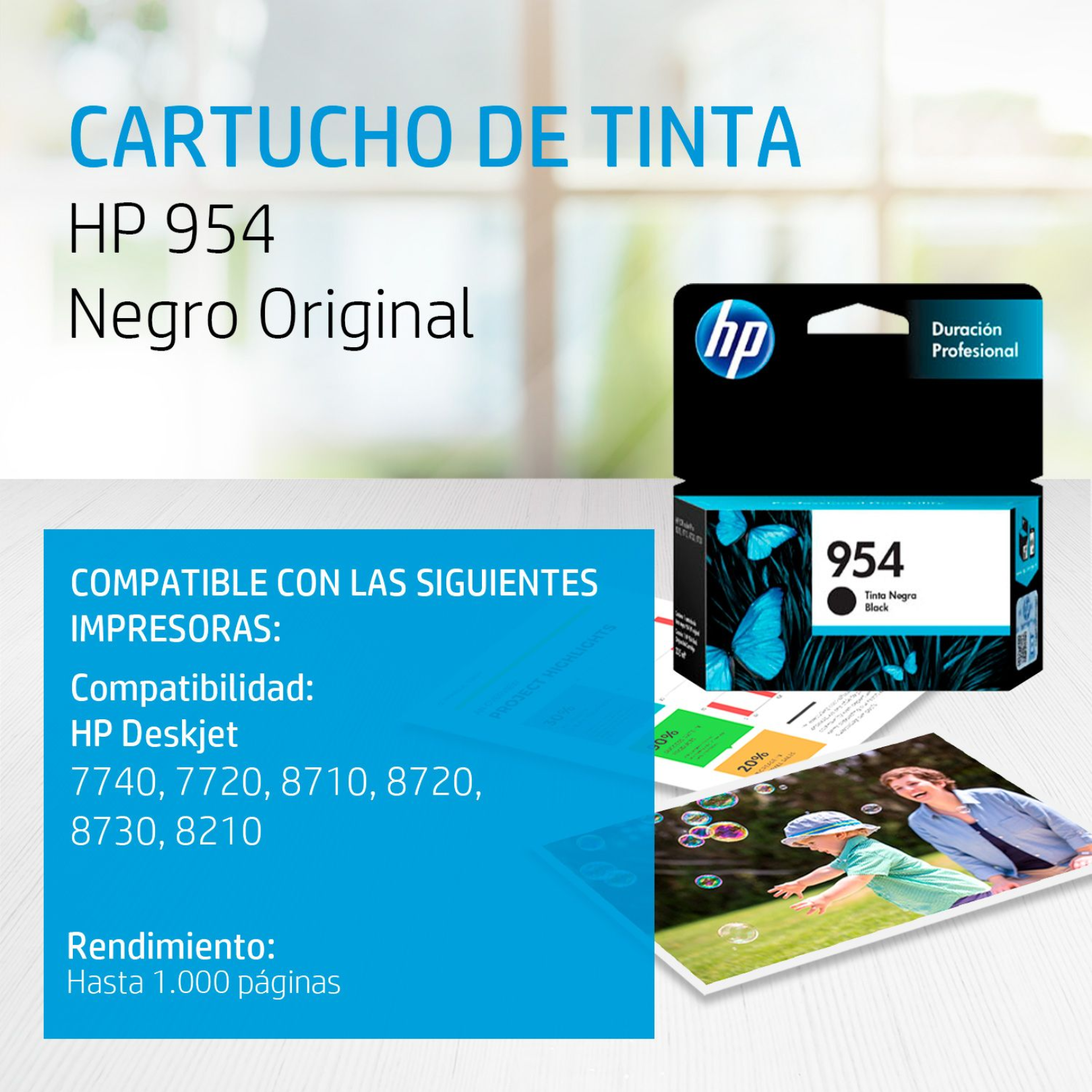 Cartucho de tinta HP 954 Negro (L0S59AL) OfficeJet 8710 1000 Pag.