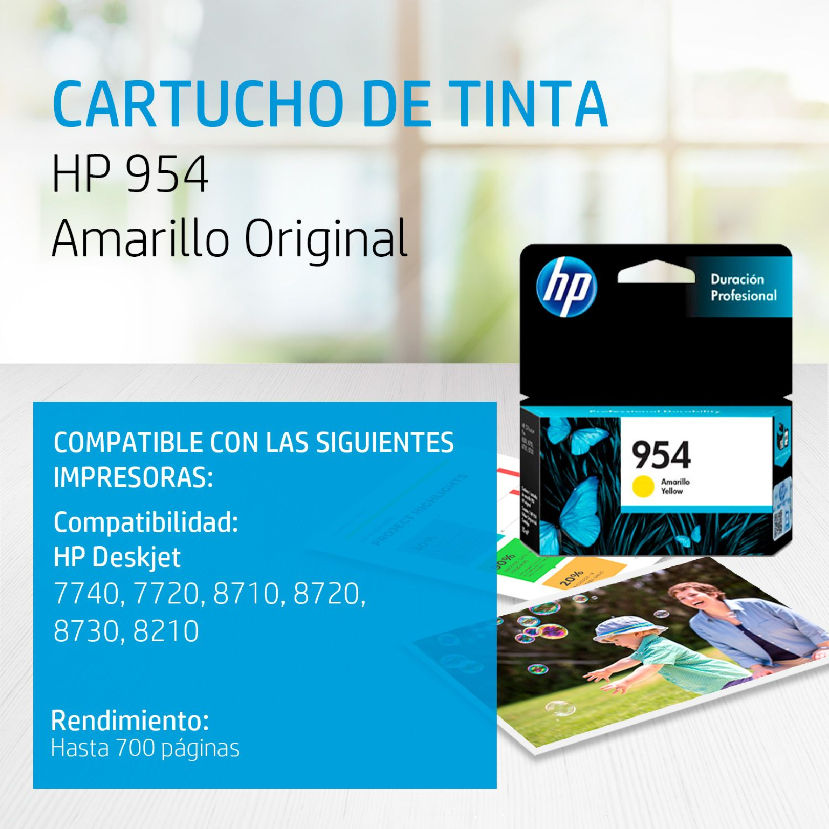 Cartucho de tinta HP 954 Yellow (L0S56AL) OfficeJet 8710 700 Pag.