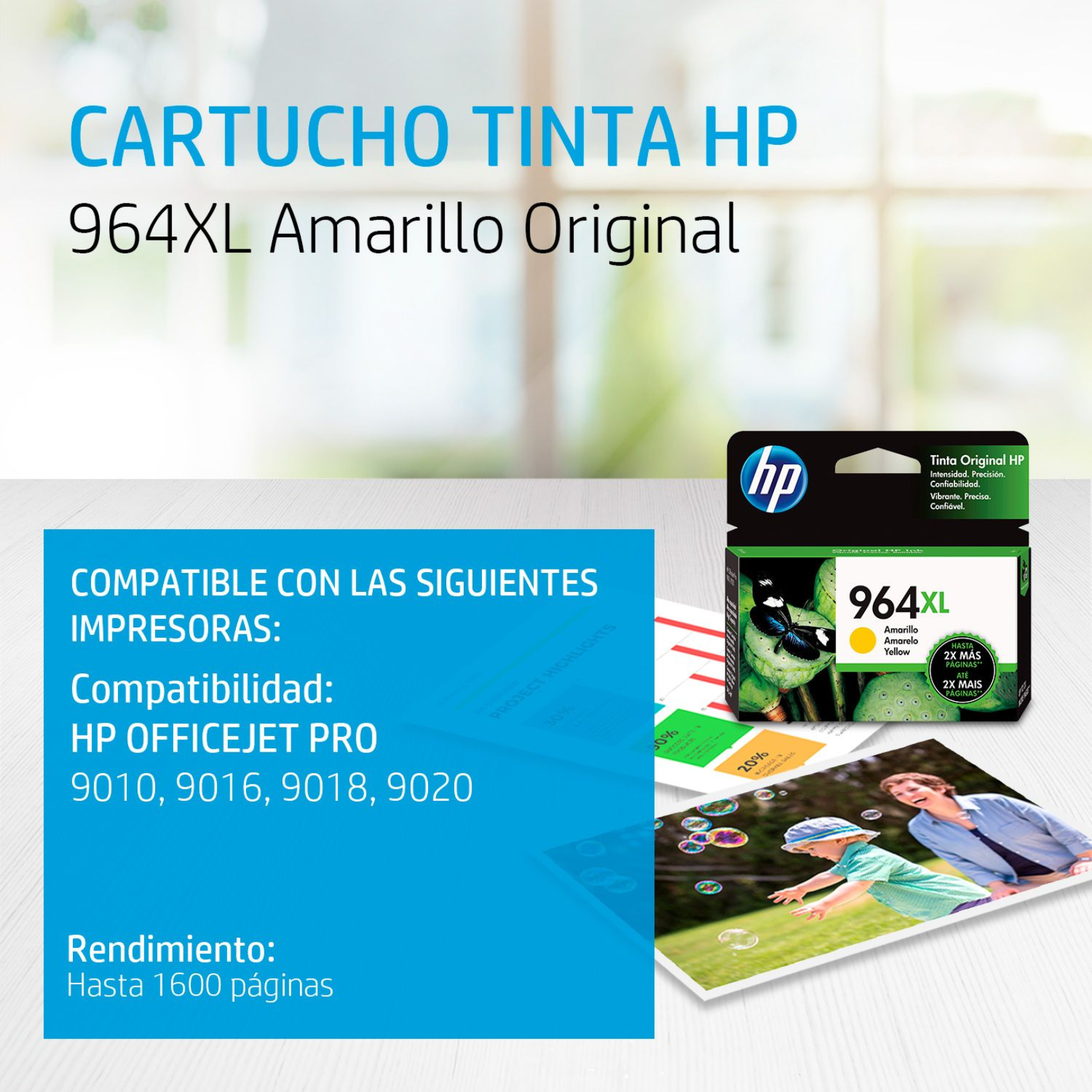 Cartucho de tinta HP 964XL Yellow (3JA56AL) OfficeJet 9010/9020 1600 Pag.