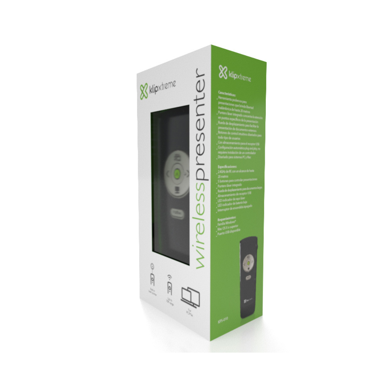 Presentador Inalambrico Klip Xtreme KPS-010 con puntero láser integrado 2.4GHz