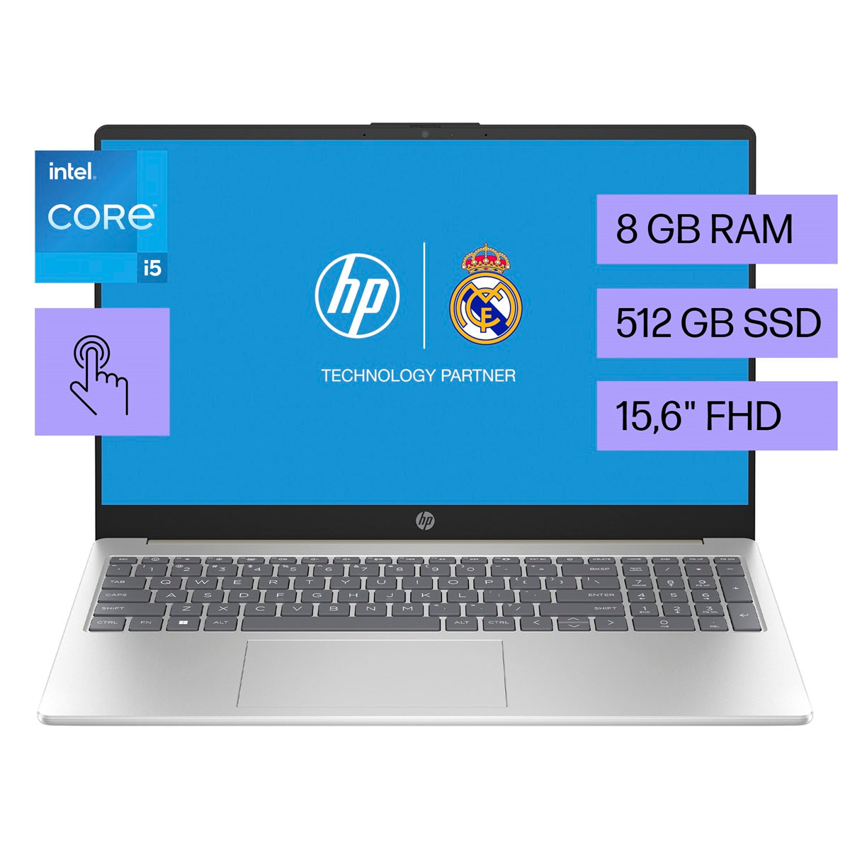 Laptop HP 15-fd0152la Core i5-1334U 8GB, 512GB SSD, 15.6" FHD Tactil , FreeDOS (B9TS2LA)