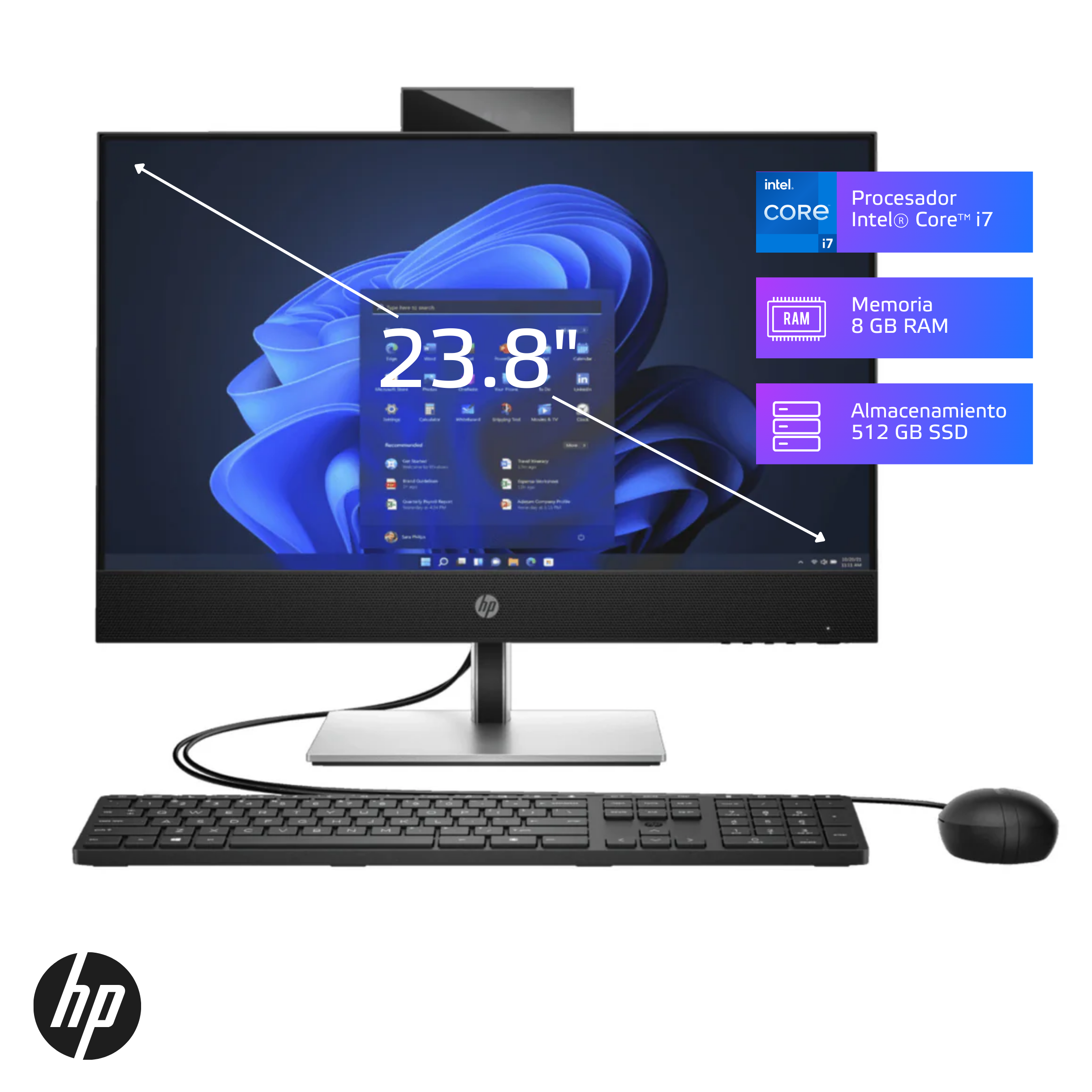 All in One HP ProOne 440 G9 Core i7-12700 8GB, SSD 512GB, 23.8", Windows 11 Pro (6T7B3LT)