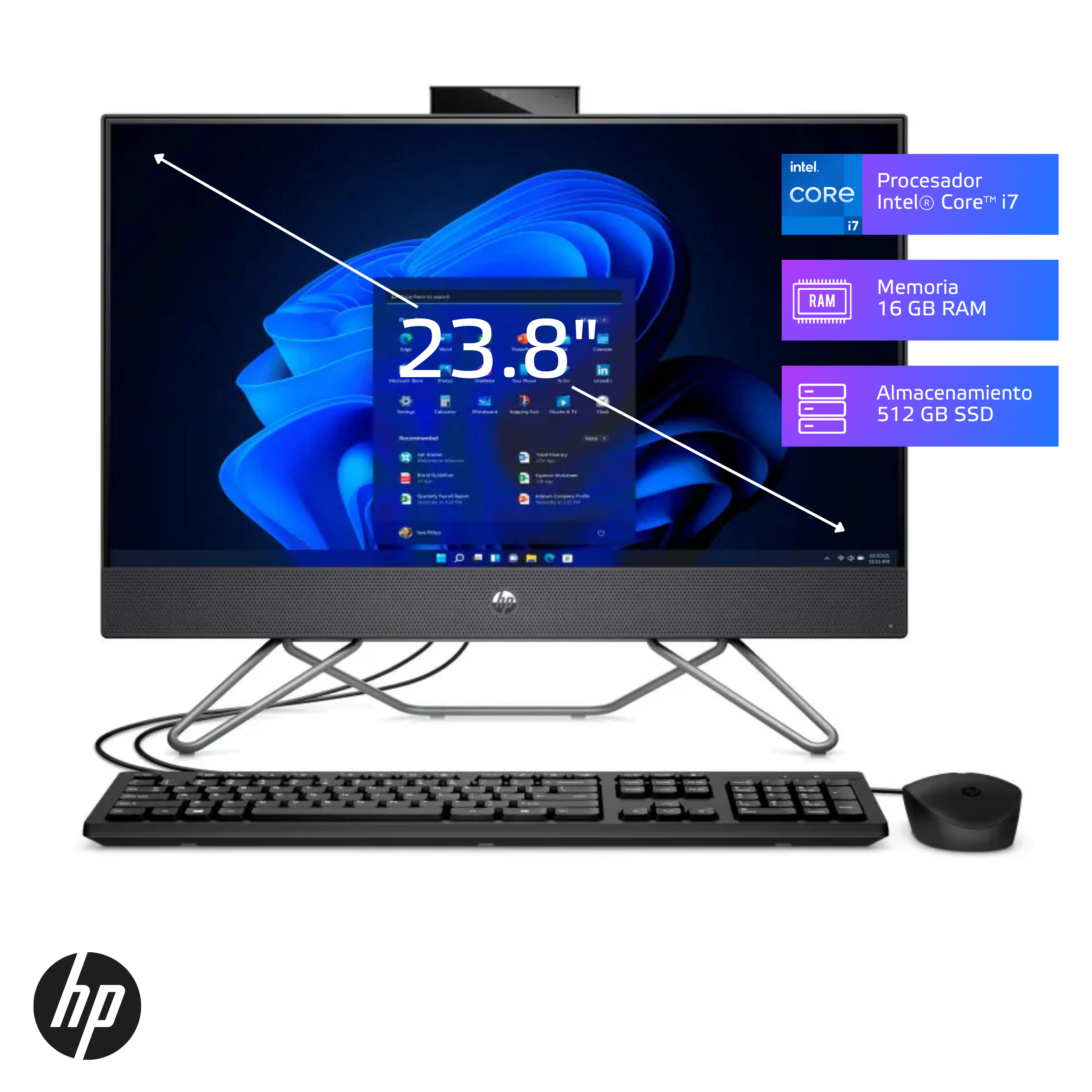 All In One HP ProOne 240 G9 Core i7-1255U 16GB, SSD 512GB, 23.8", FreeDos (8B3C4LT)