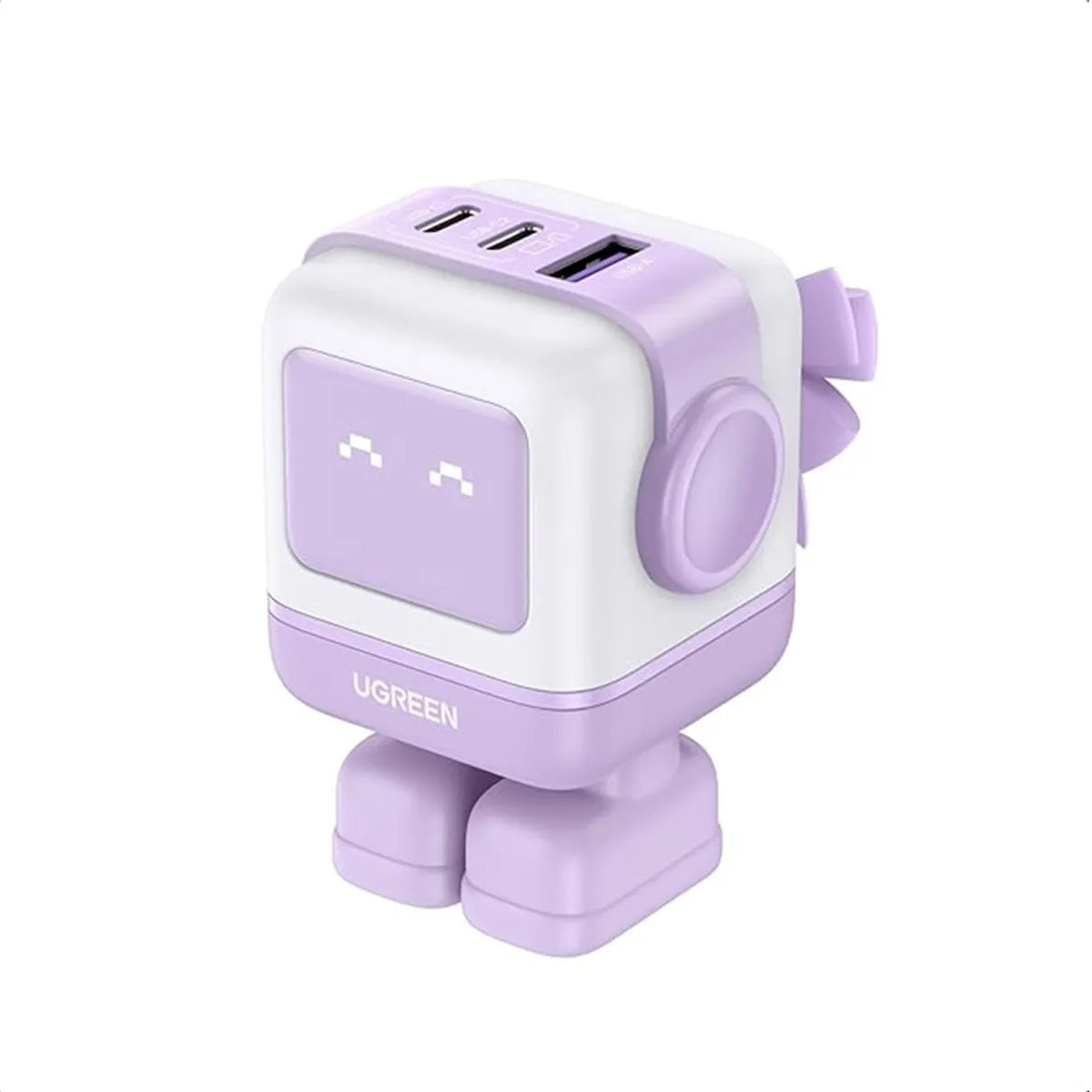 Cargador USB-C UGREEN Robot GaN 65W Carga Rápida con Pantalla Led PINK (35314)