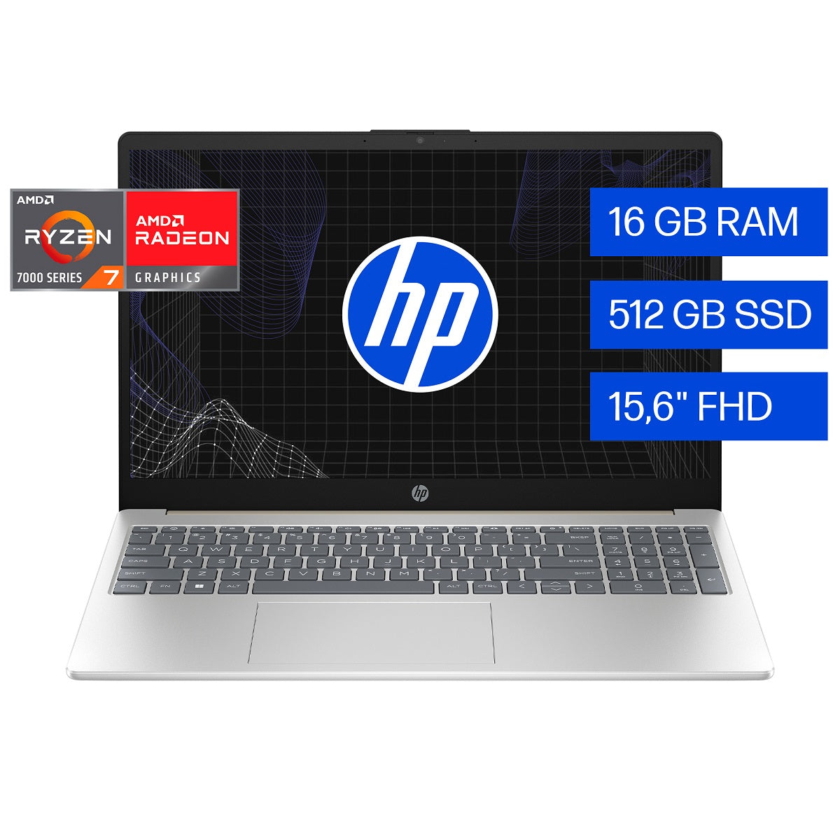 Laptop HP 15-fc0275la Ryzen7-7730U 16GB, SSD 512GB, 15.6", FreeDos (B9TR3LA)