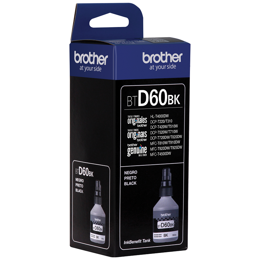 Botella de Tinta BROTHER BTD60BK Negro T420W/T520W/T720DW/T820DW/T920DW/4500DW