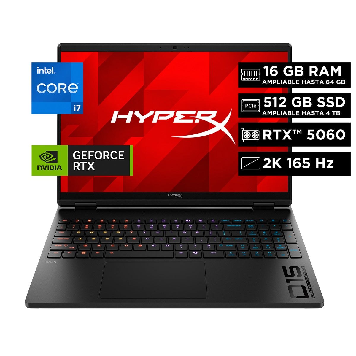Laptop Gamer HyperX OMEN by HP 15-ga0001la,i7-14650H, 16GB,SSD 512GB ,RTX 5060 8GB 15.3" 2K  W11-D62W3LA