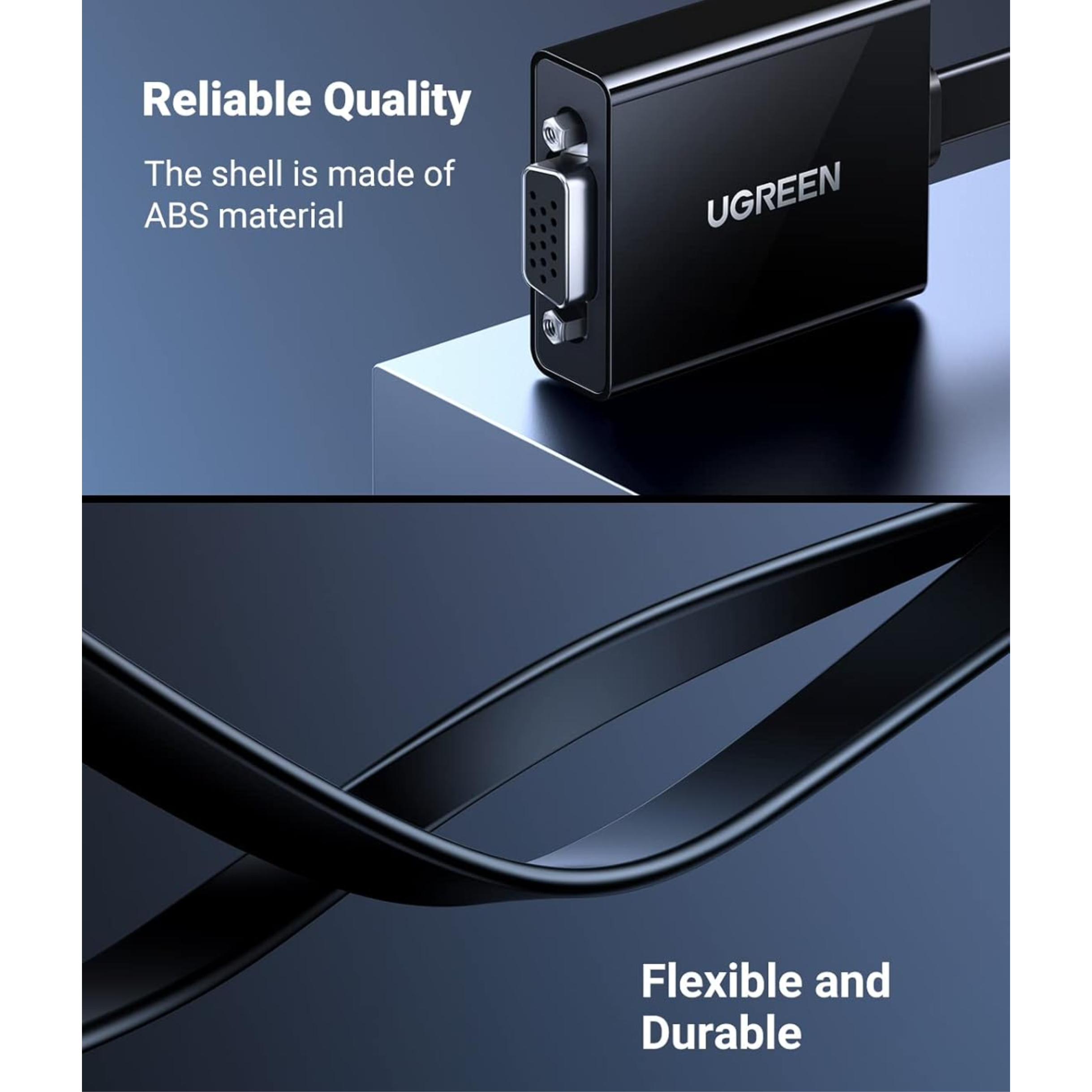 Adaptador UGREEN HDMI a VGA 1080P + Micro USB / Audio 3.5mm (40248)