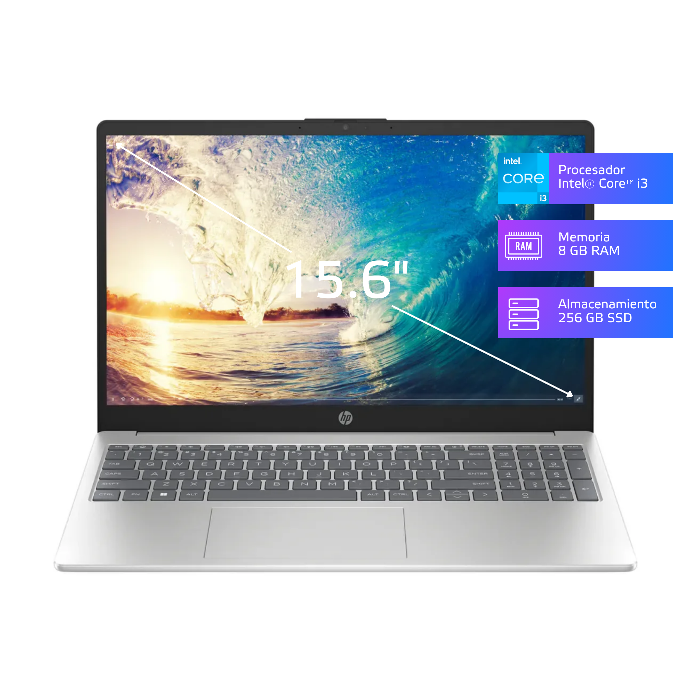 Laptop HP 15-fd0004la Core i3-N305 8GB, SSD 256GB, 15.6", FreeDos (802N6LA)