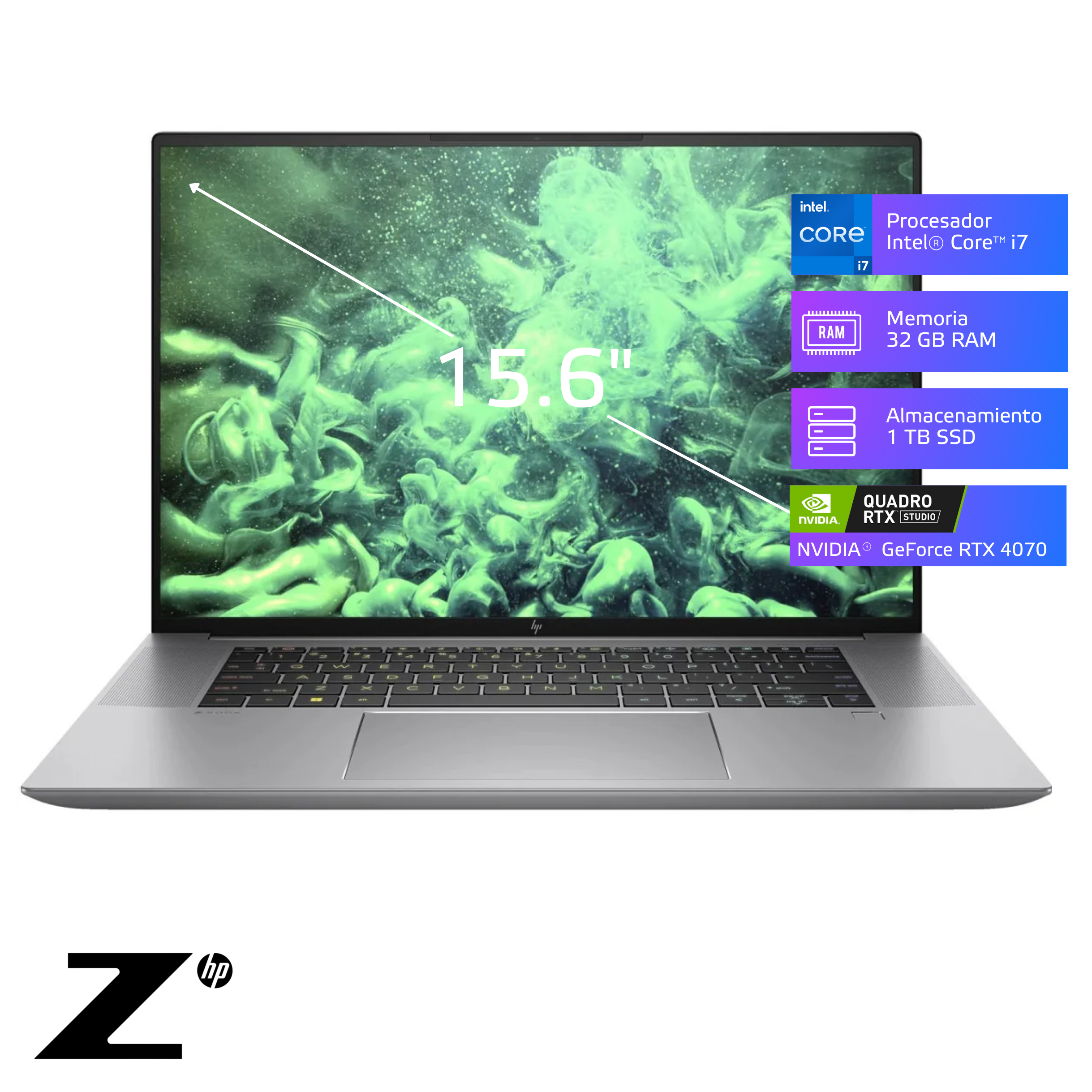 Laptop HP ZBook Studio G10 Core i7-13700H 32GB RAM, SSD 1TB, RTX 4070 8GB, 15.6", Windows 11 Pro (977G1LT)