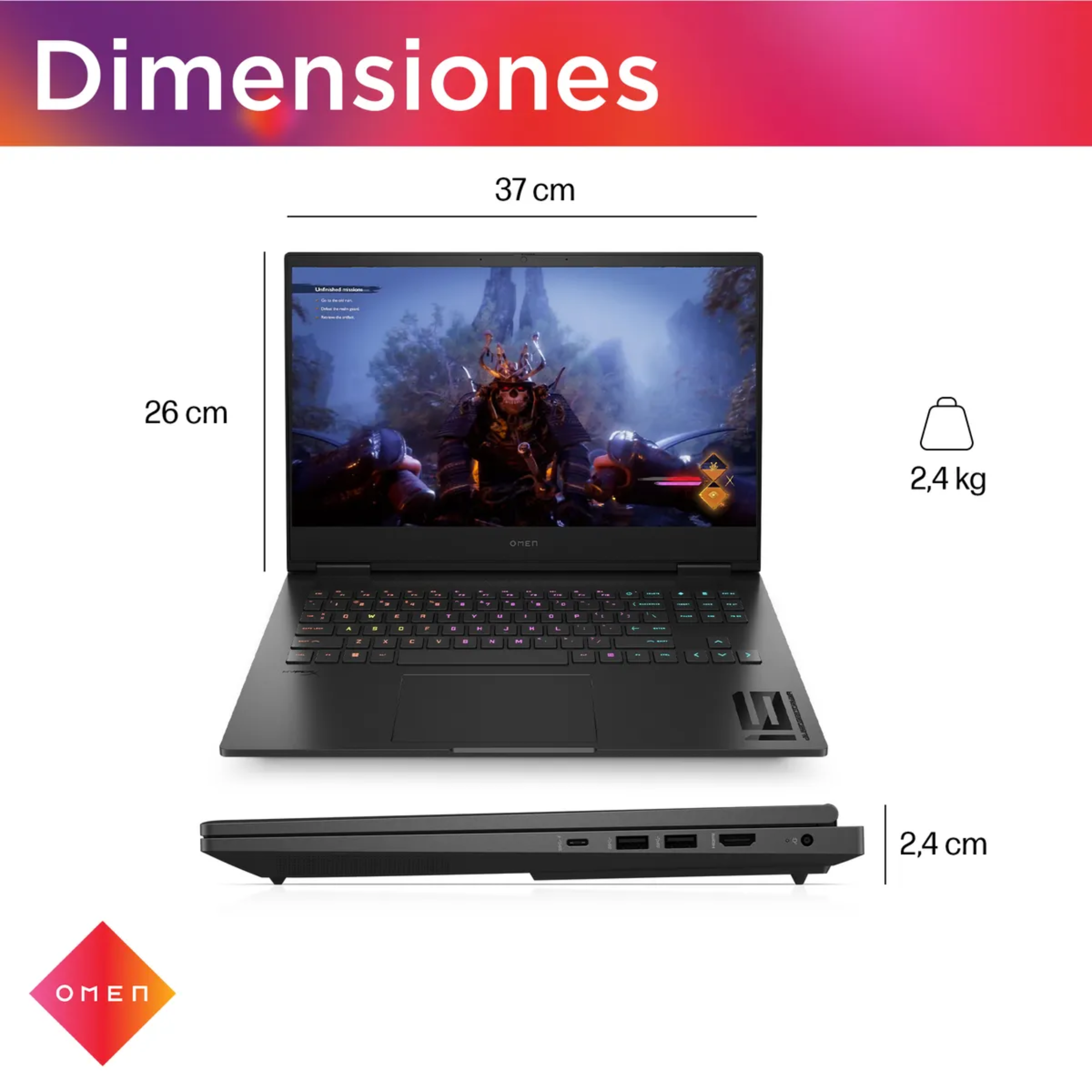 Laptop Gamer HP OMEN 16-wd0012la Core i7-13620H 16GB, SSD 1TB, RTX-4060 8GB, 16.1", Windows 11 (A14LZLA)