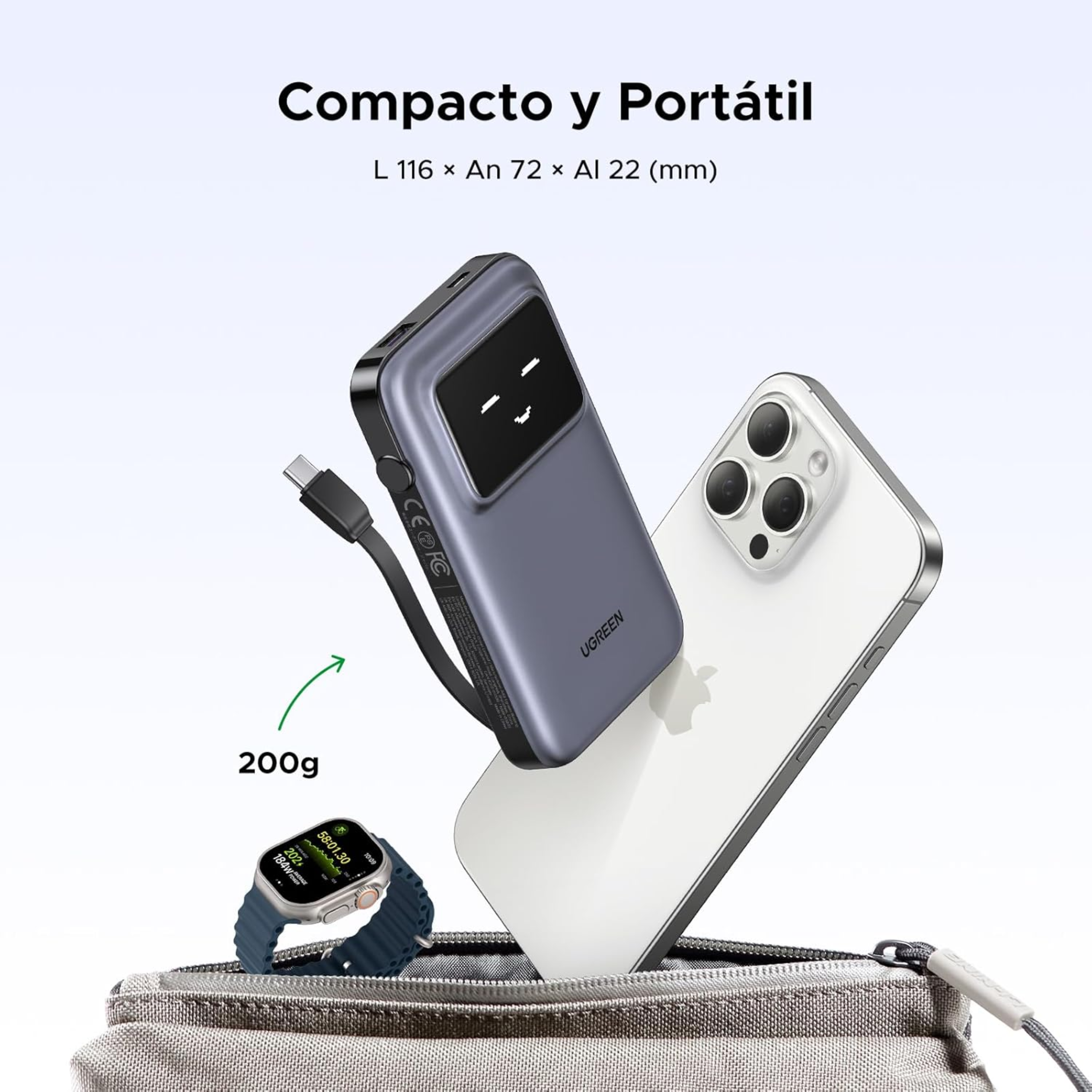 Power Bank UGREEN PB511 USB-C 10,000mAh Carga Rápida 30W (35603)