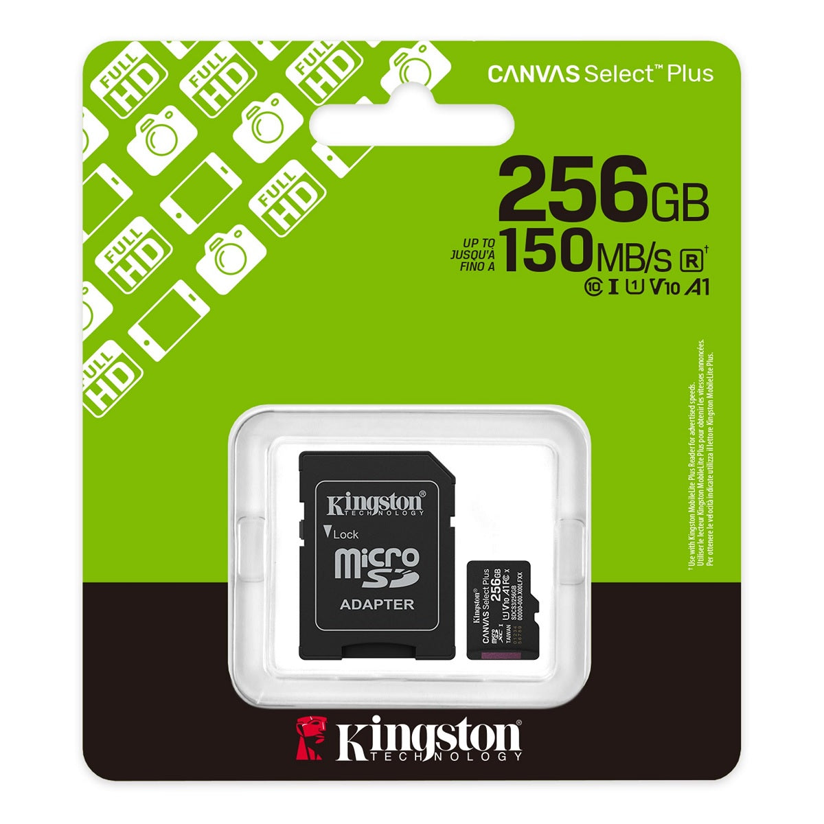 Memoria MicroSD Kingston SDCS3/256GB Canvas Select Plus 150MB/s Clase 10