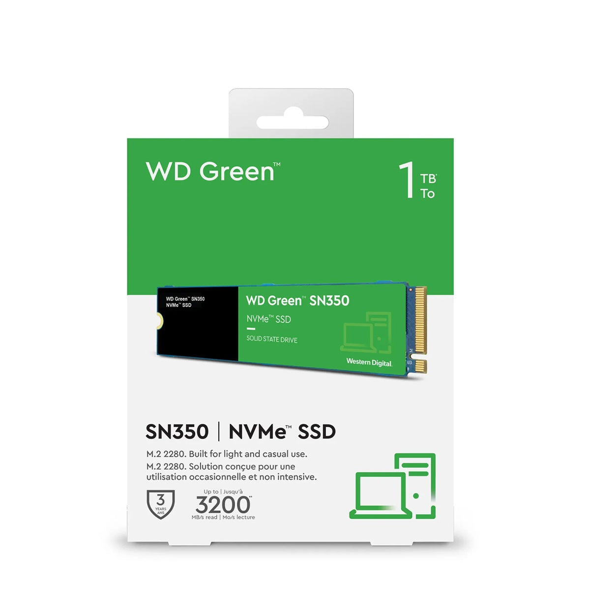 Disco Duro Solido Wester Digital Green SN350 1TB M.2 PCIe (WDS100T2G0C)