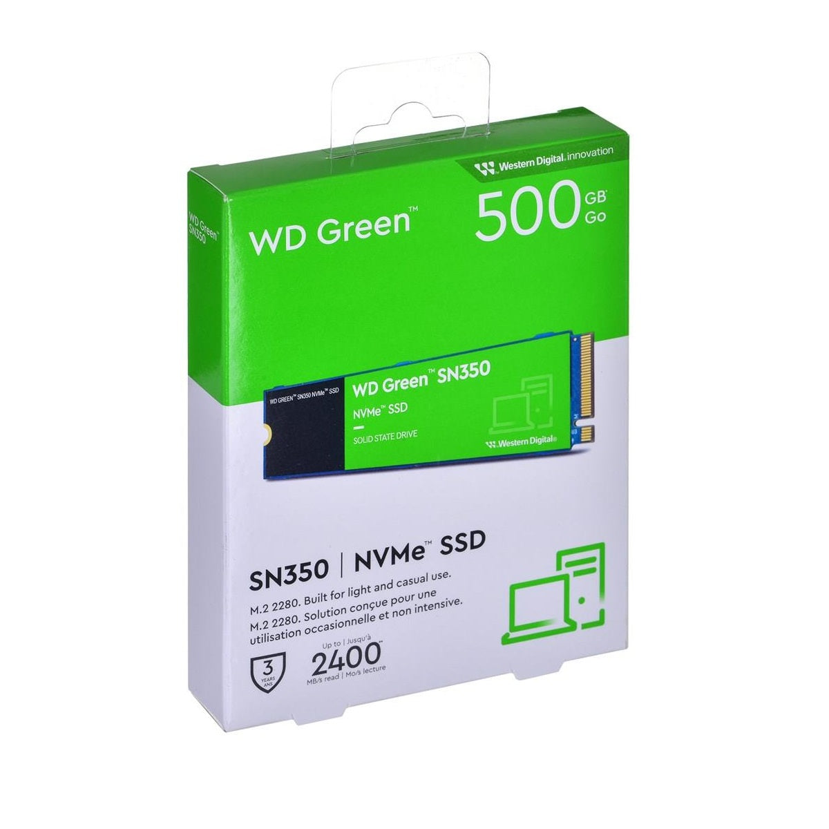 Disco Duro Solido Wester Digital Green SN350 500GB M.2 PCIe (WDS500G2G0C)