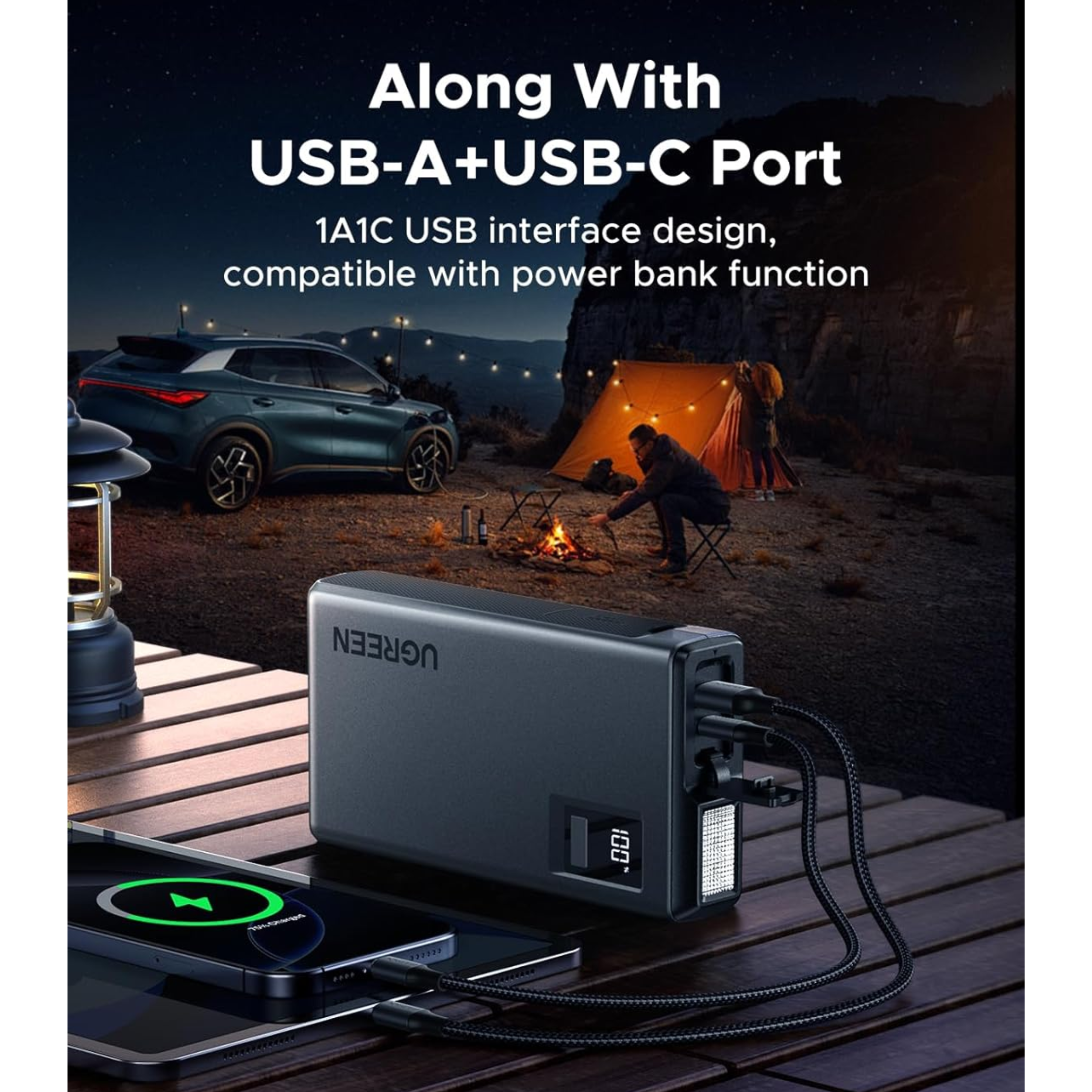 Arrancador de batería portátil 1000A UGREEN ES702 con PowerBank 12000 mAh (35977)