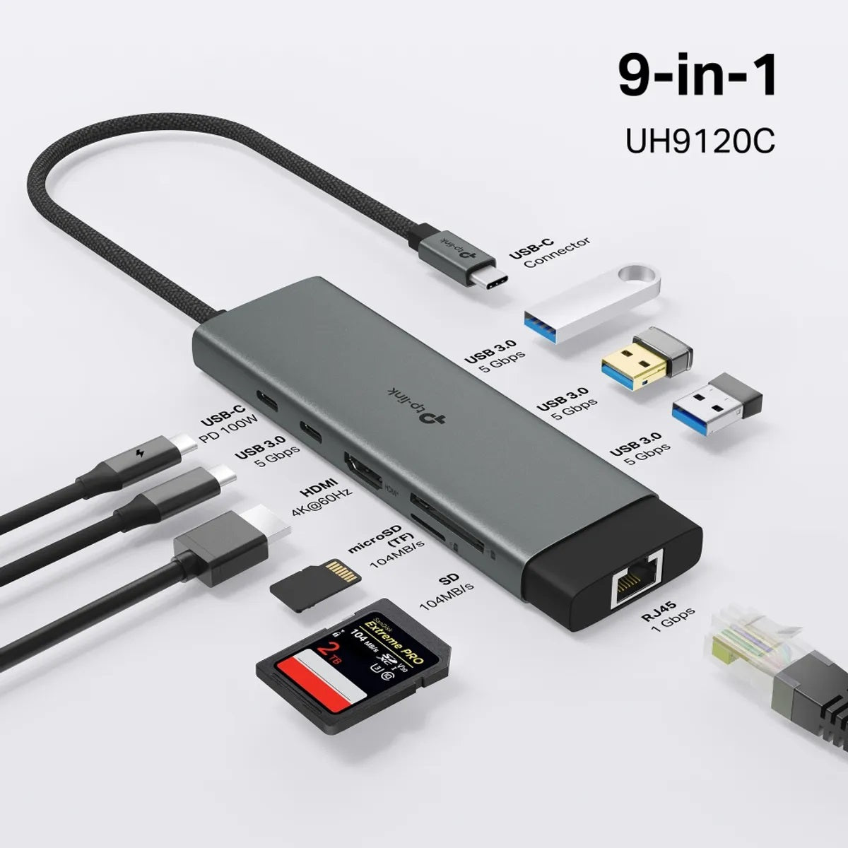 Adaptador HUB TP-LINK UH9120C USB-C  9 en 1  5 Gbps