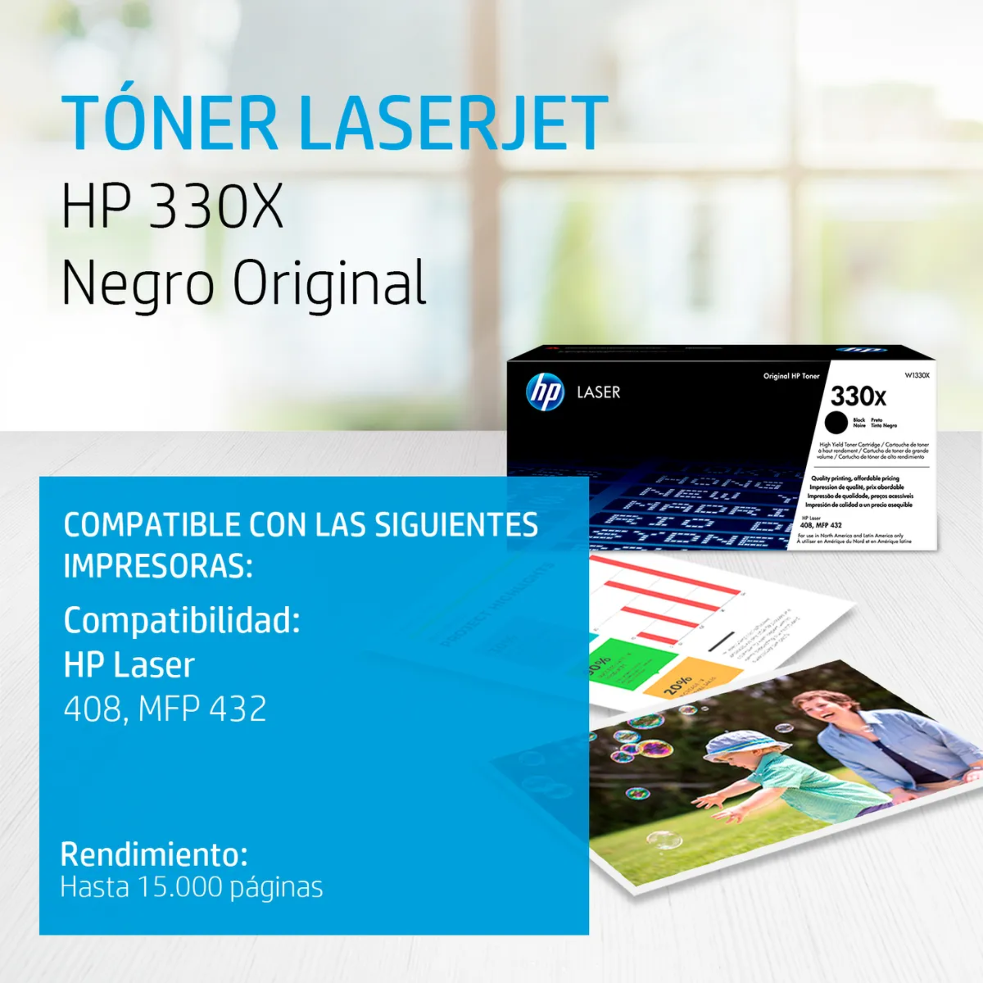 Toner HP 330X Negro (W1330X) LaserJet 408DN/432FDN 15,000 Pag.