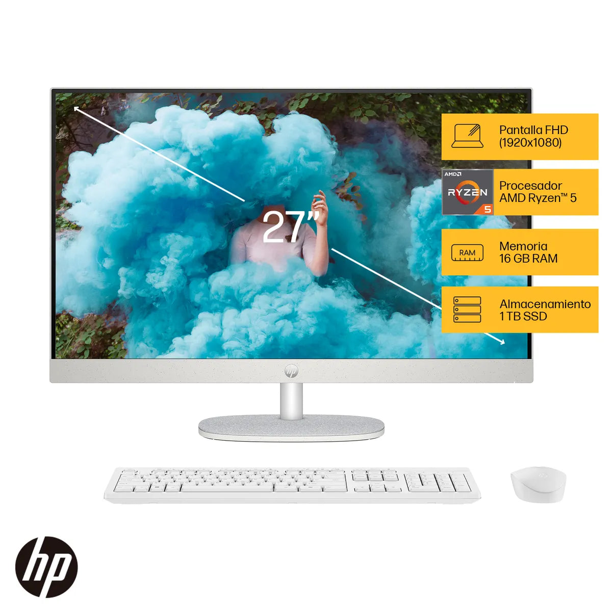 All In One HP 27-cr0006la Ryzen 5-7520U 16GB, SSD 1TB, 27", Windows 11 (8B2W1LA)