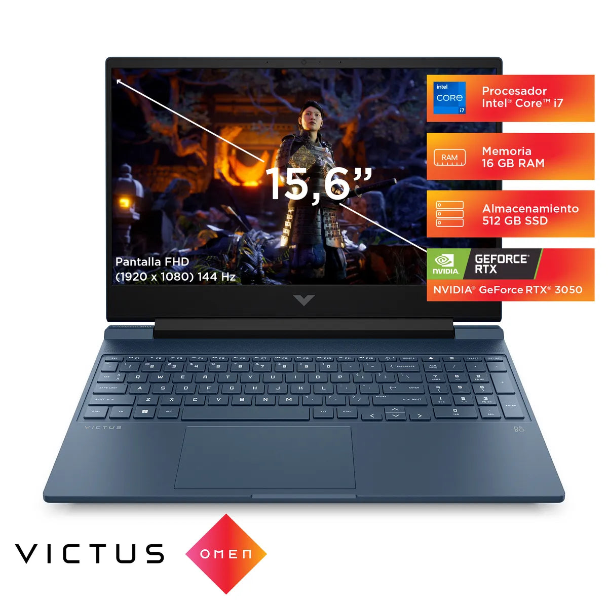 Laptop Gamer HP Victus 15-fa0007la Core i7-12650H 16GB, SSD 512GB, RTX-3050 4GB 15.6", Windows 11 (8U8B8LA)