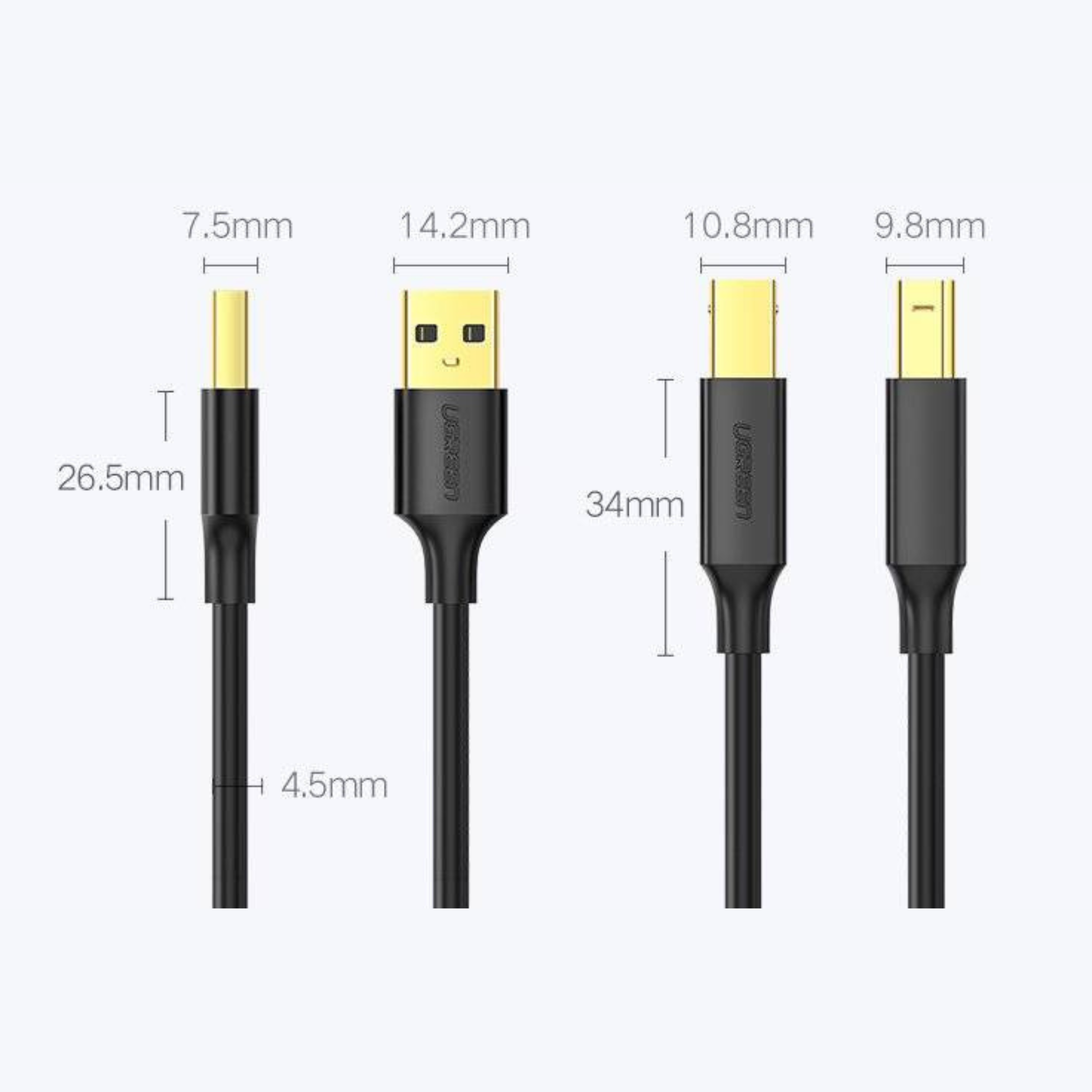 Cable de impresora Ugreen US135 de USB 2.0 a USB Tipo B 1.5m (10350)