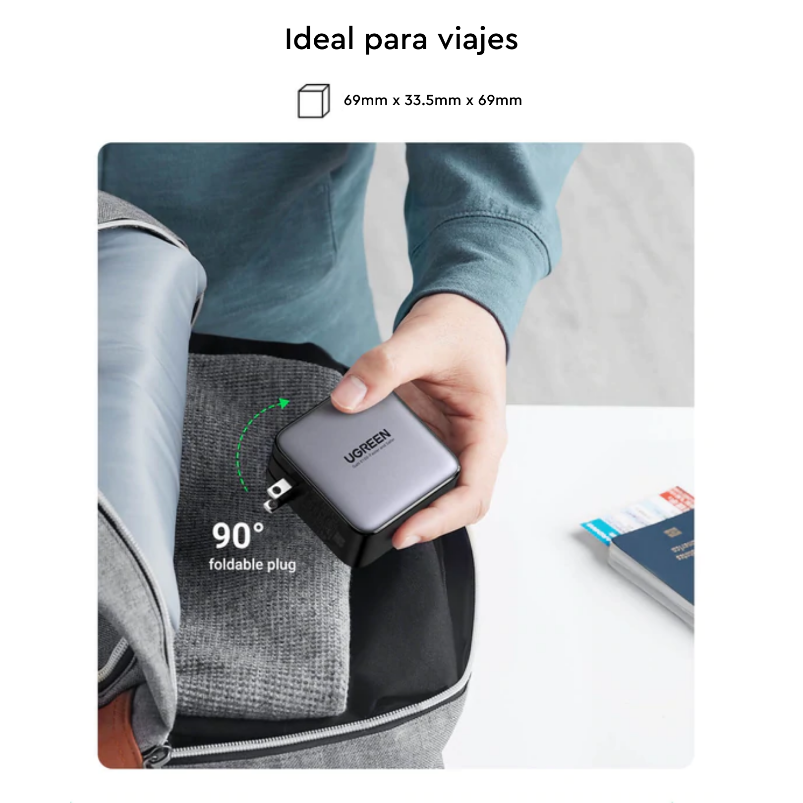 Cargador Ugreen Nexode GaN 100W de carga rápida 3 USB-C + 1 USB-A (40737)