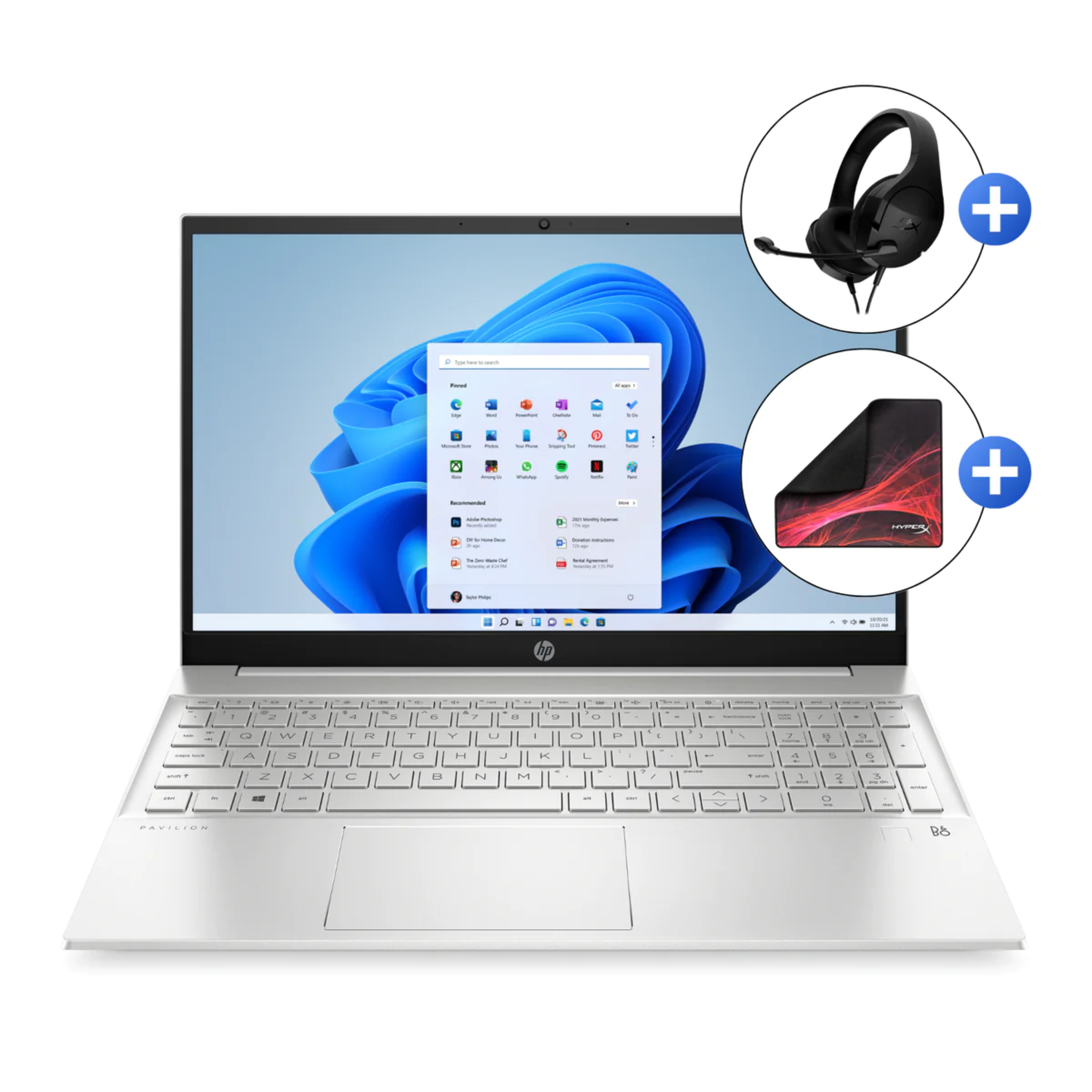 Laptop HP Pavilion 15-eg0501la Core i5-1135G7 8GB, SSD 512GB, 15.6", Windows 11 + Audífono HyperX Stinger + PadMouse HyperX Fury S (6R3R7LA)