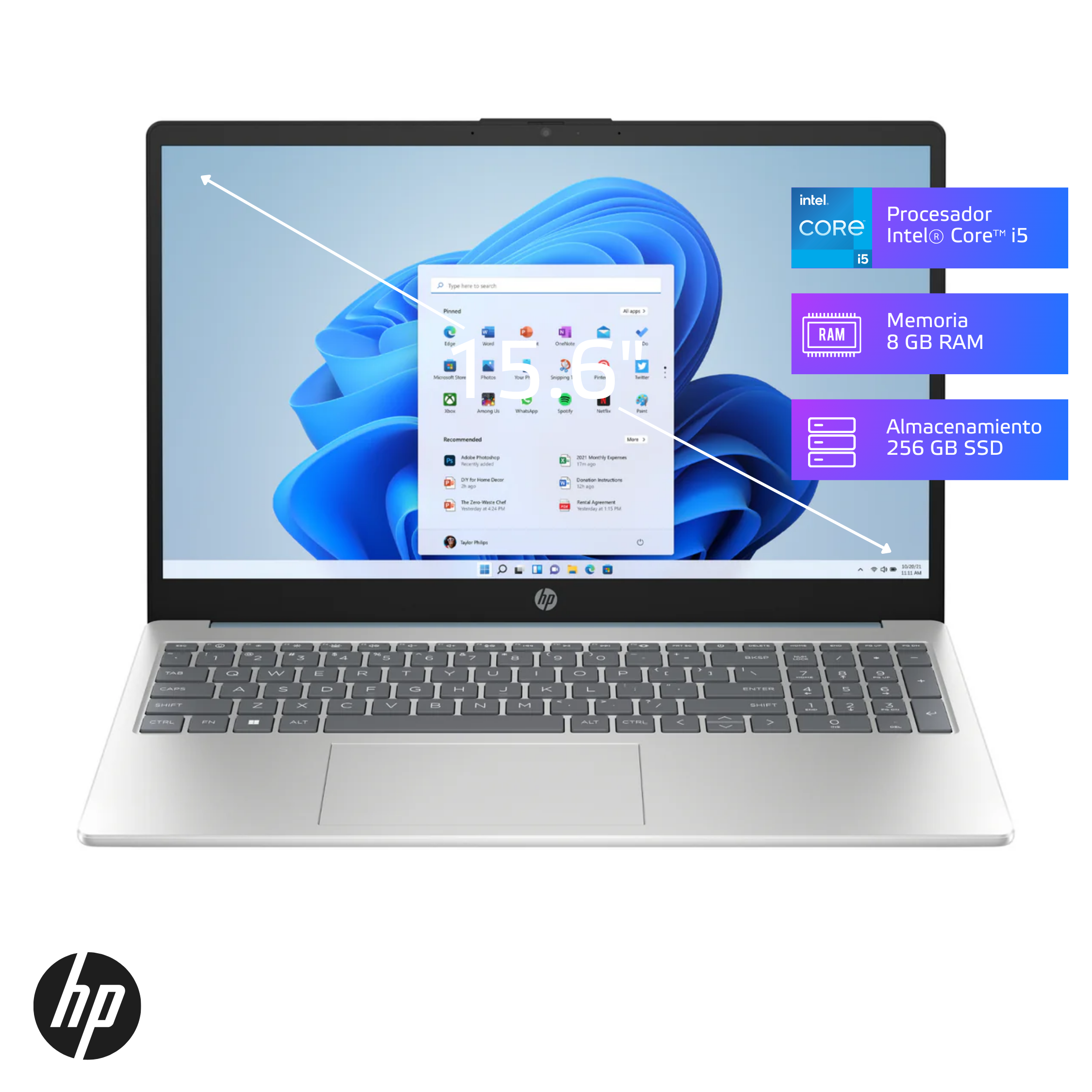 Laptop HP 15-fd0005la Core i5-1355U 8GB, SSD 256GB, 15.6 FHD", FreeDos (802N7LA)