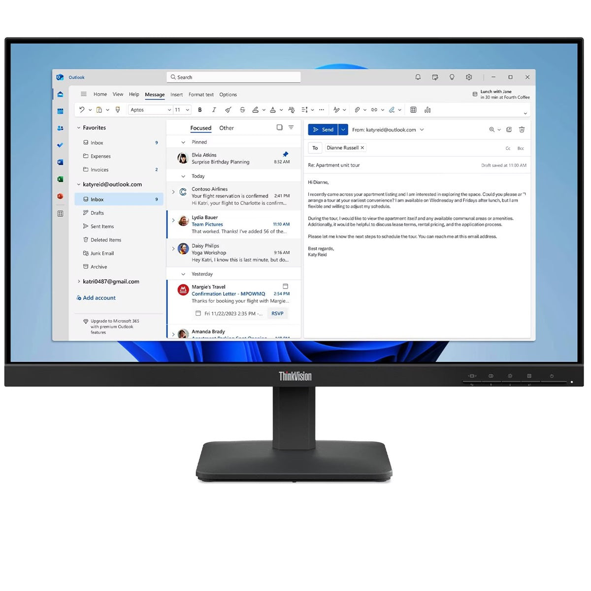 Monitor Lenovo ThinkVision S24-4e de 23.8" IPS FHD-64B5KAR1LA