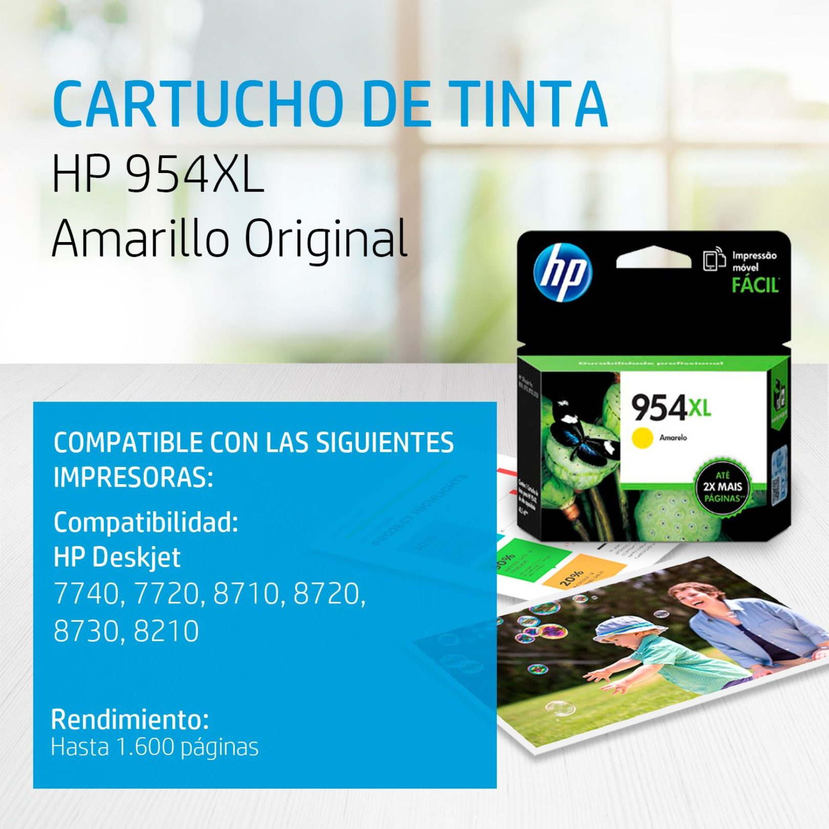 Cartucho de tinta HP 954XL Yellow (L0S68AL) OfficeJet 8710 1600 Pag.