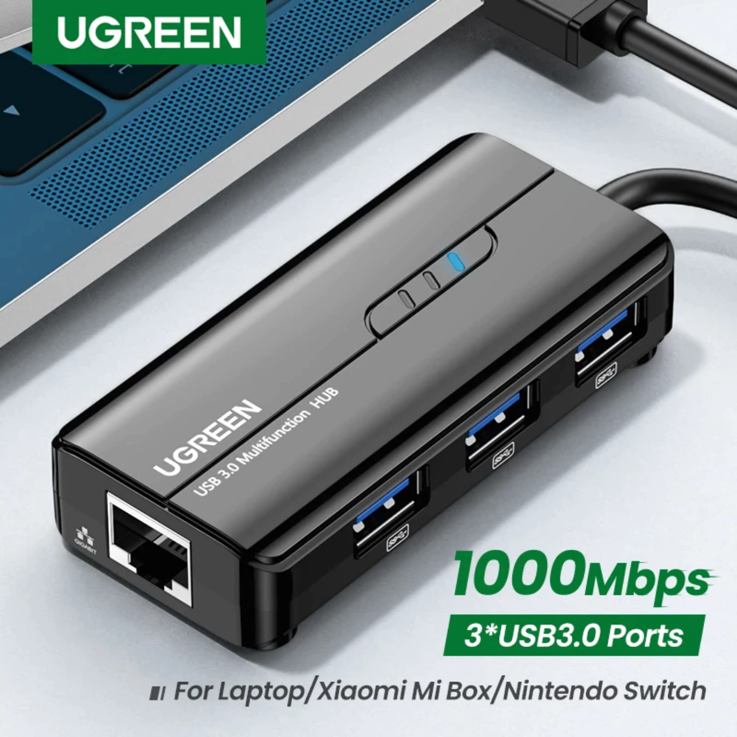 Adaptador Ugreen USB-A 4 en 1 RJ45/USB 3.0 (20265)