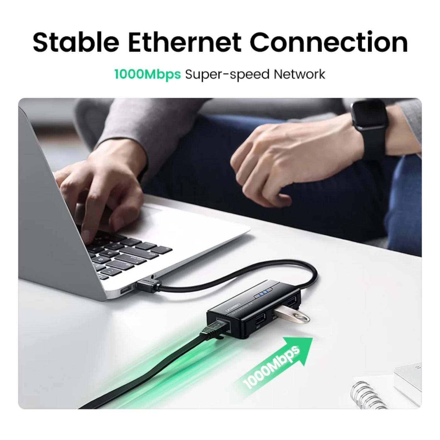 Hub Usb Ugreen Adaptador Usb Ethernet 3 Puertos Usb 3.0 Ugreen 20265