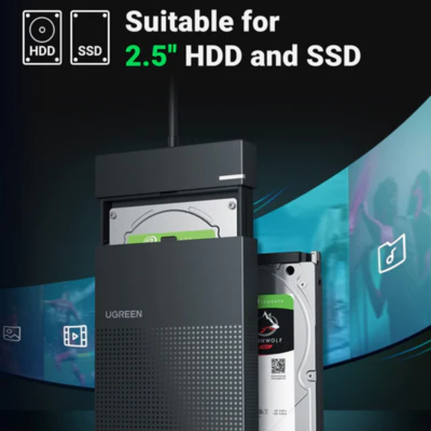 Case Ugreen para disco duro interno Sata 2.5" SSD/HDD USB 3.0 5Gbps (30719)