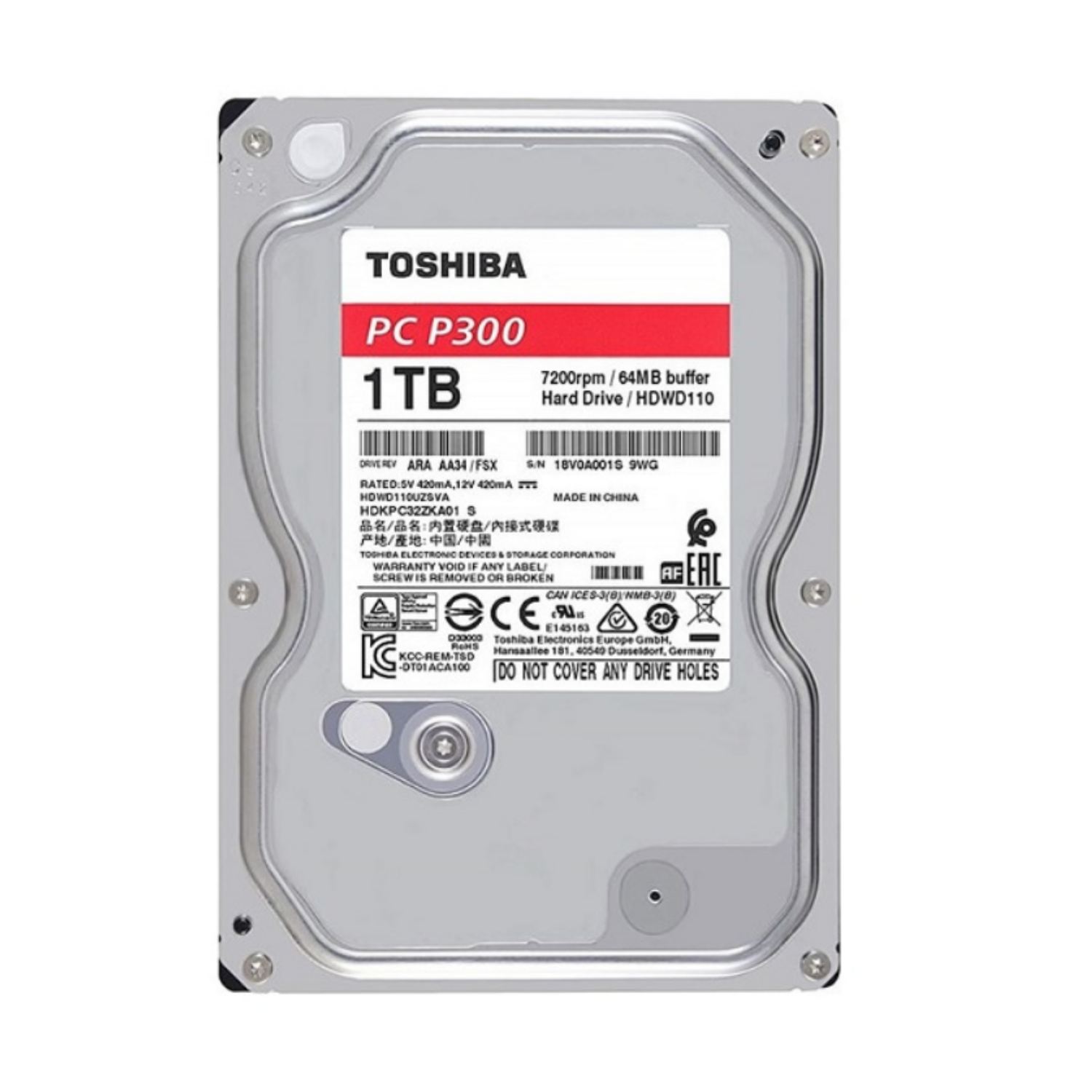 Disco duro interno 1TB Toshiba P300 SATA 3.5" PC (HDWD110UZSVA)