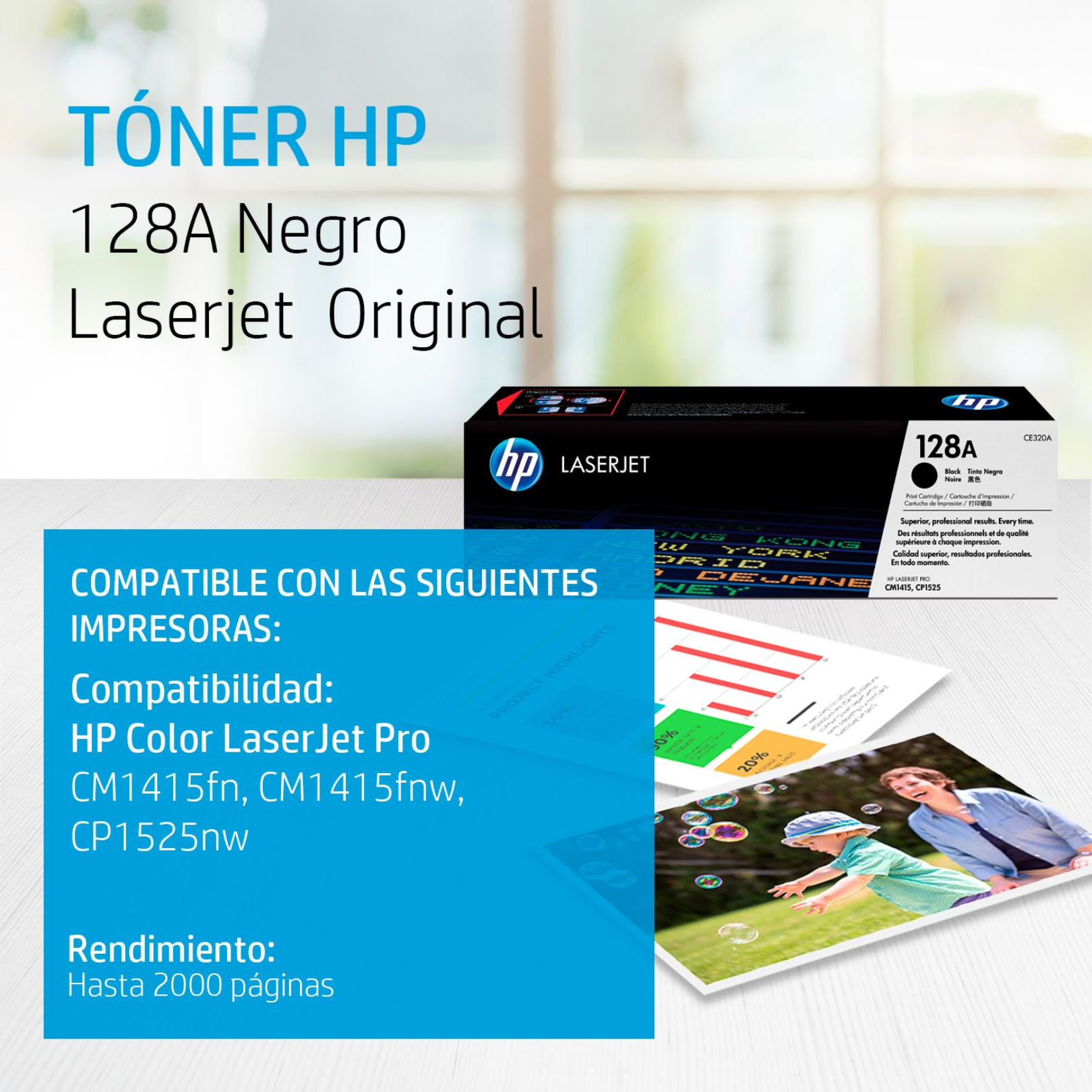 Toner HP 128A Negro (CE320A) LaserJet CM1415FN/NW/CP1525NW 2000 Pag.