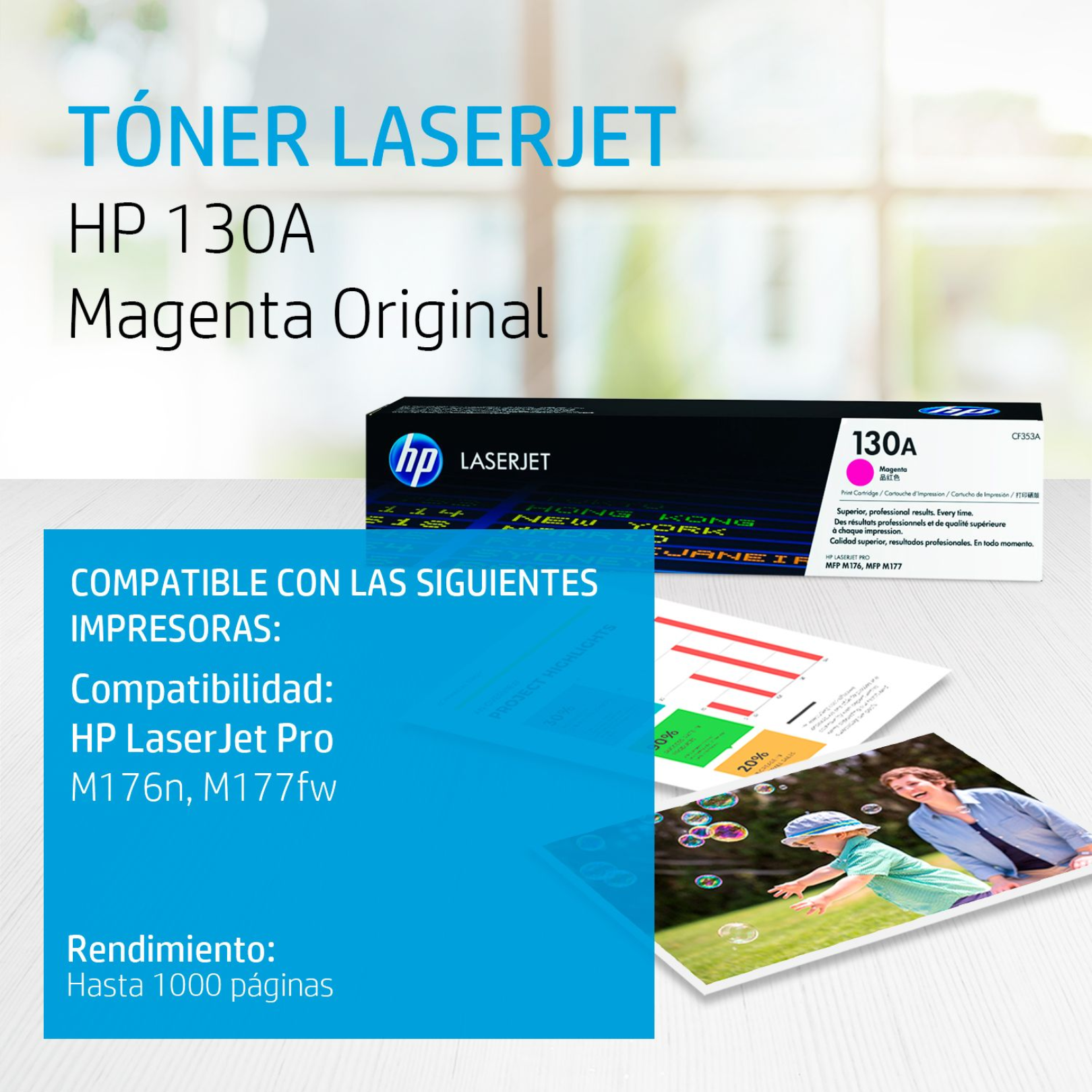 Toner HP 130A Magenta (CF353A) LaserJet M176/M177 1000 Pag.