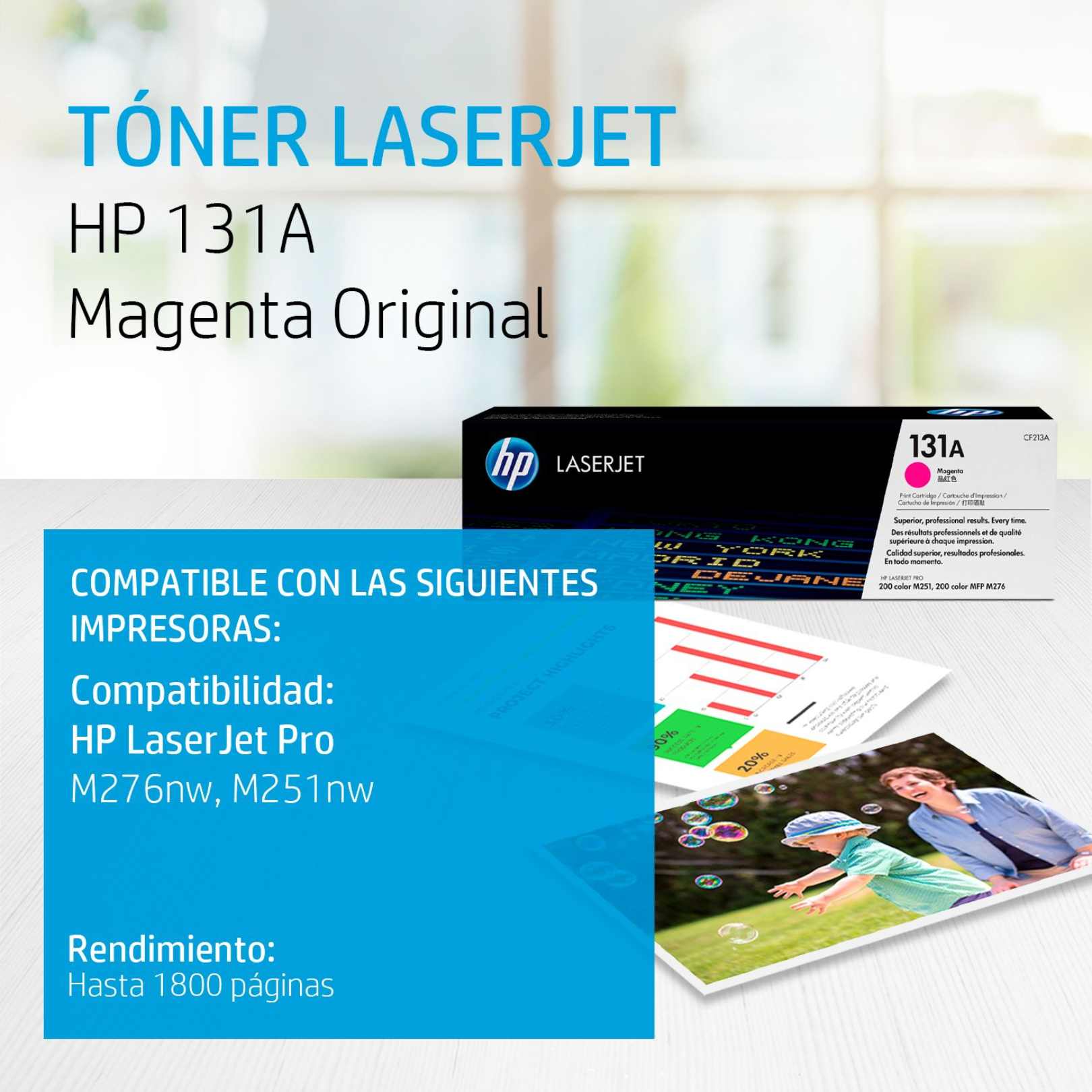 Toner HP 131A Magenta (CF213A) LaserJet M276NW/M251NW 1800 Pag.