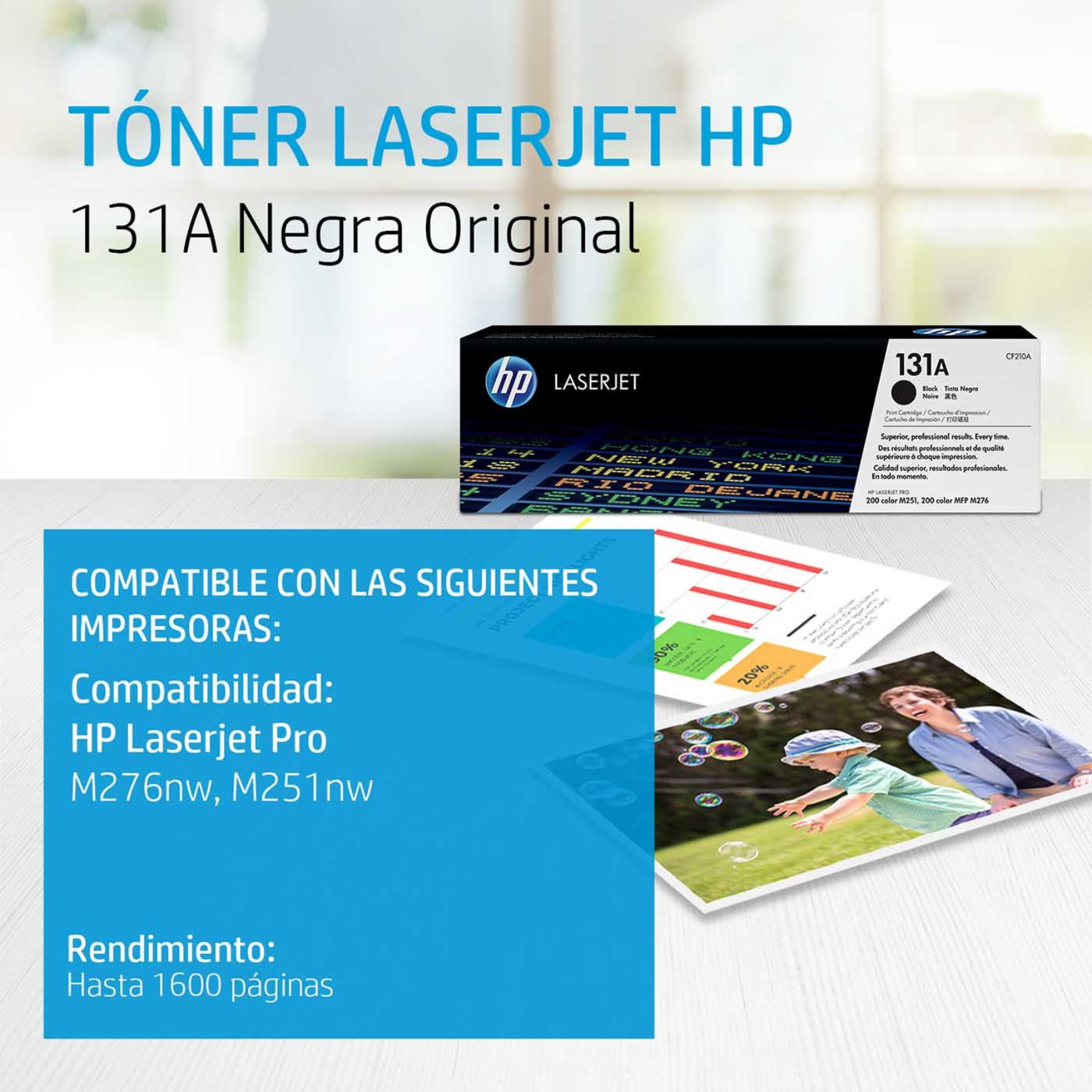 Toner HP 131A Negro (CF210A) LaserJet M276NW/M251NW 1600 Pag.