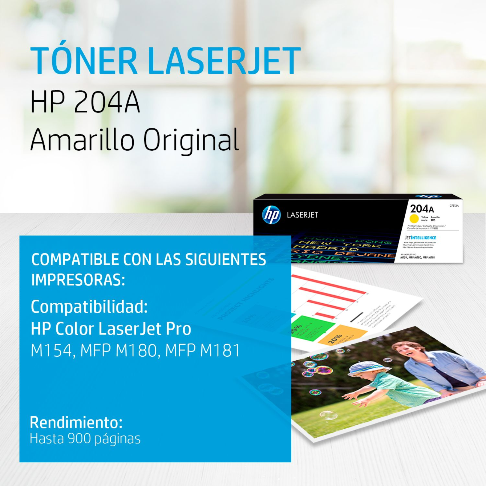 Toner HP 204A Yellow (CF512A) LaserJet M154/M180/M181 900 Pag.