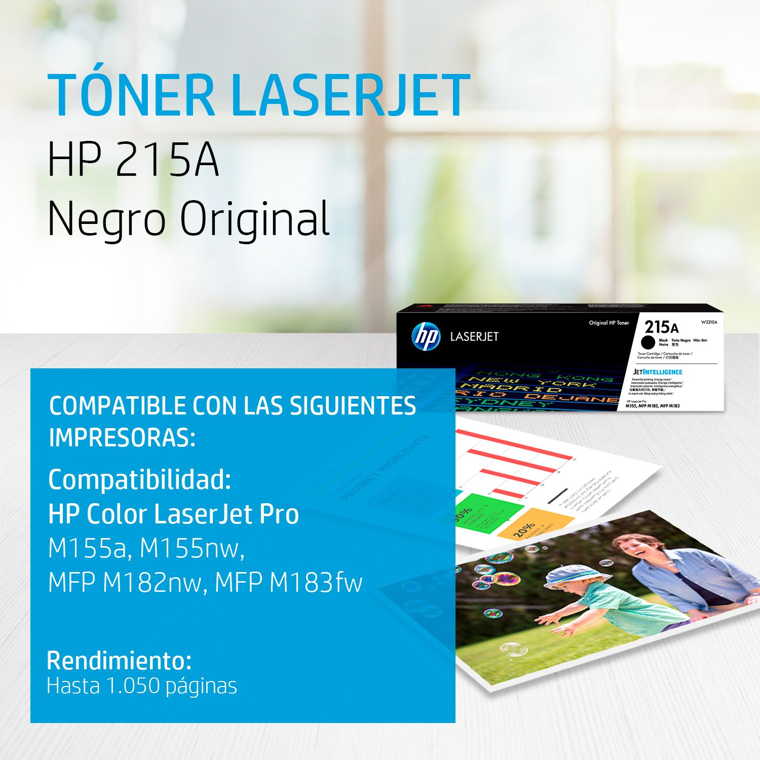 Toner HP 215A Negro (W2310A) LaserJet M155A/M155NW/M182NW/M183FW 1050 Pag.