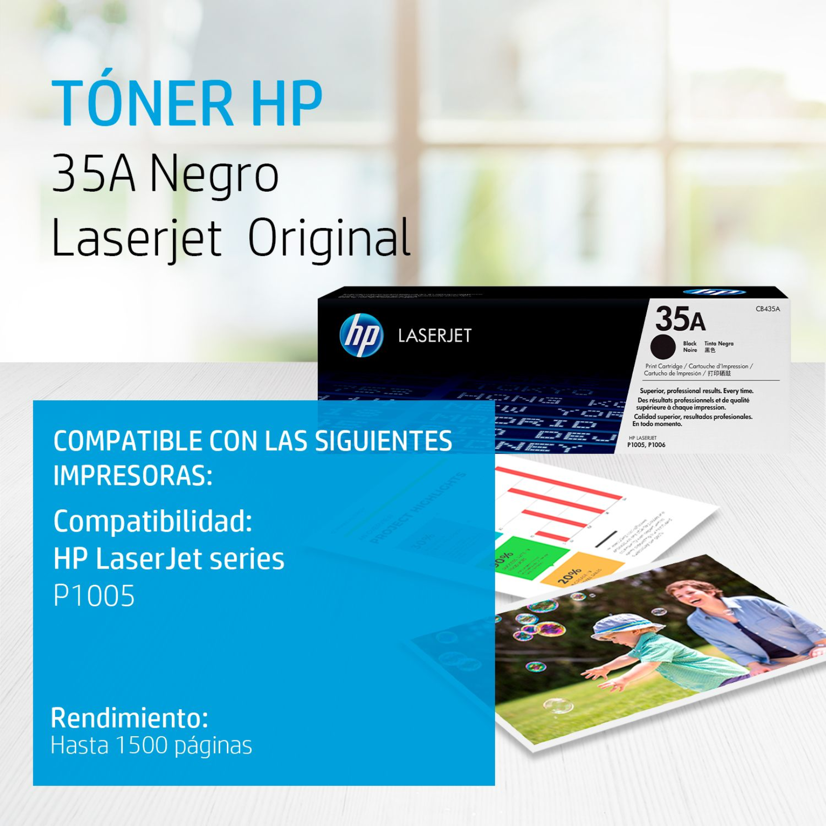 Toner HP 35A Negro (CB435A) LaserJet P1005/P1006 1500 Pag.
