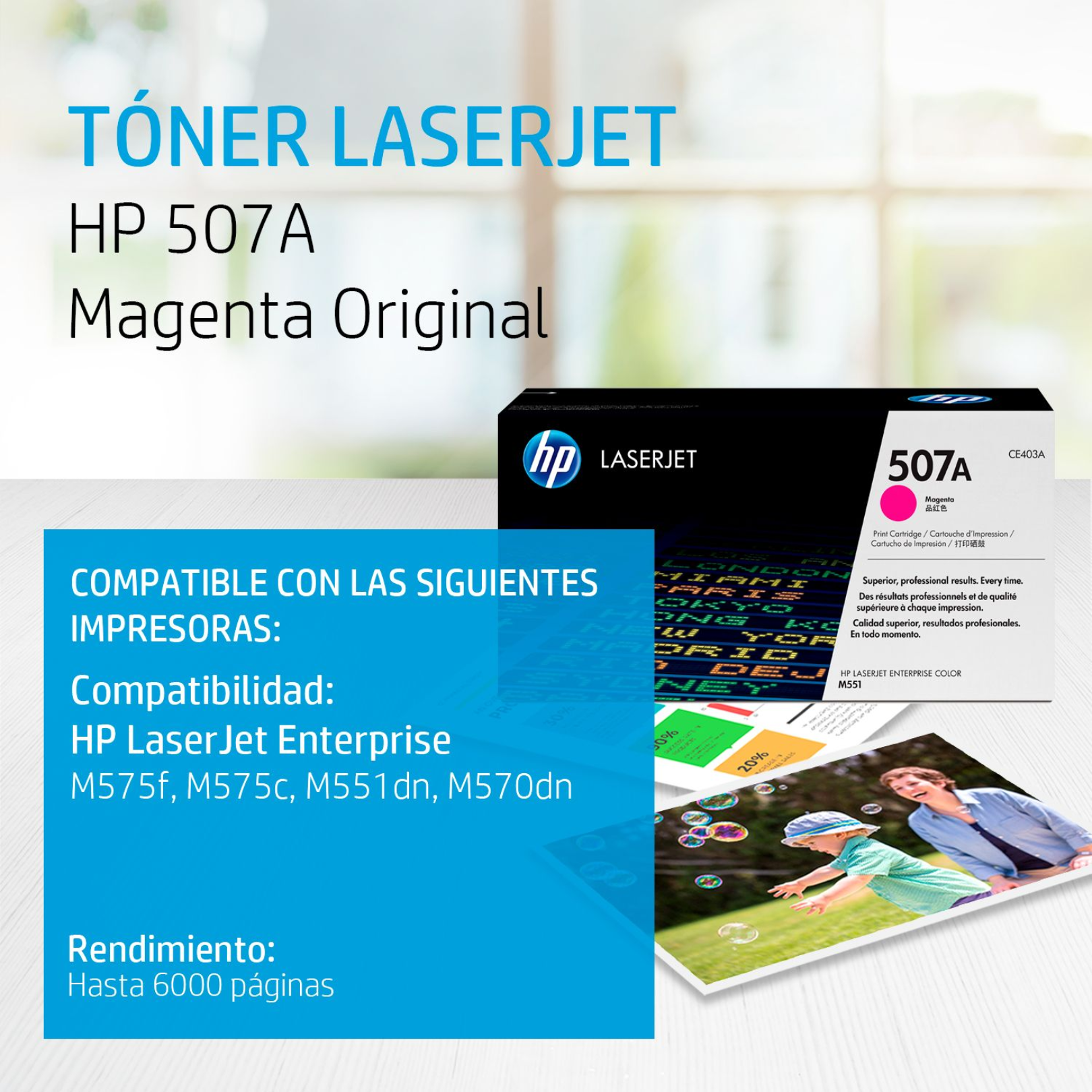 Toner HP 507A Magenta (CE403A) LaserJet M575/M551DN/M570DN 6000 Pag.