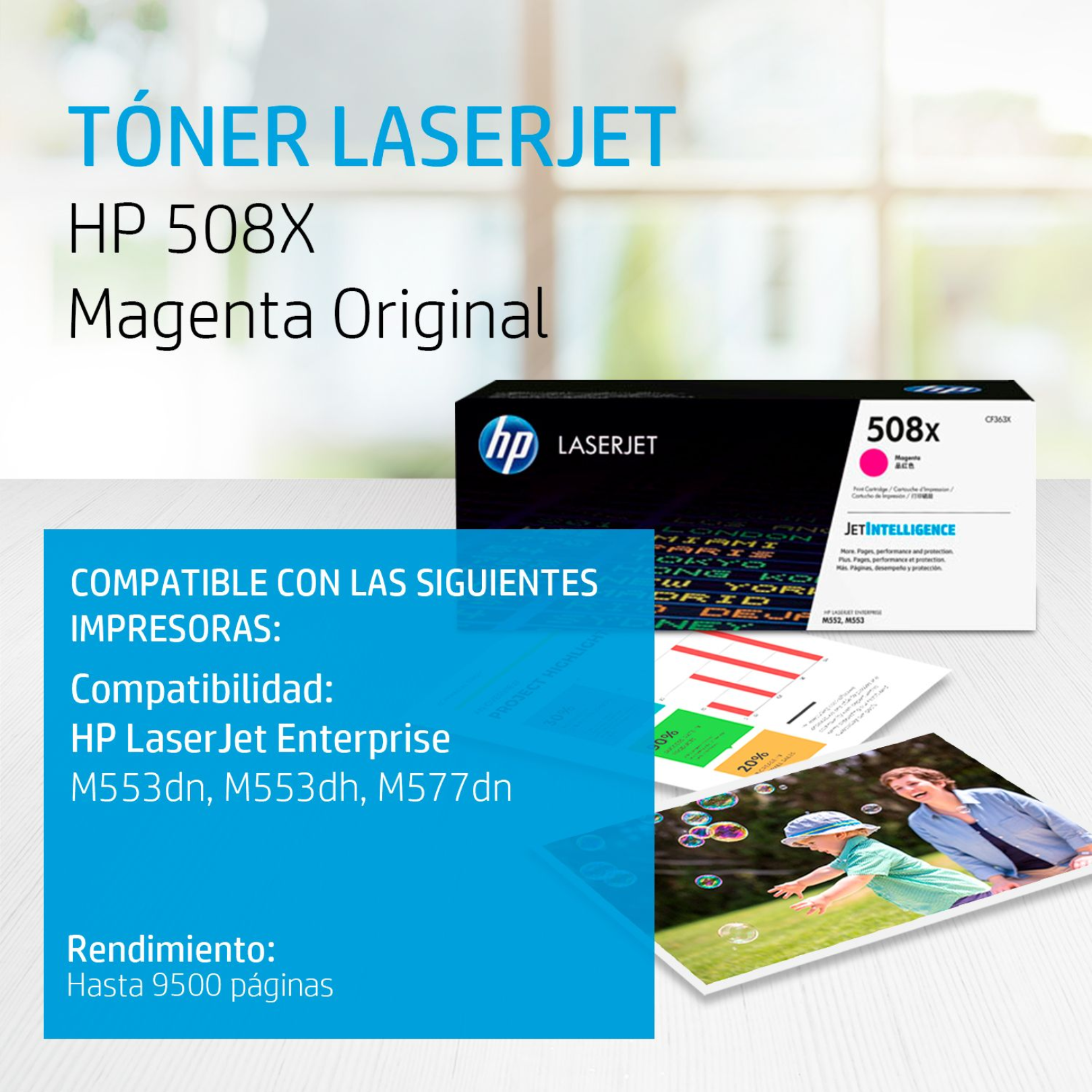 Toner HP 508X Magenta (CF363X) LaserJet M553/M577 9500 Pag.