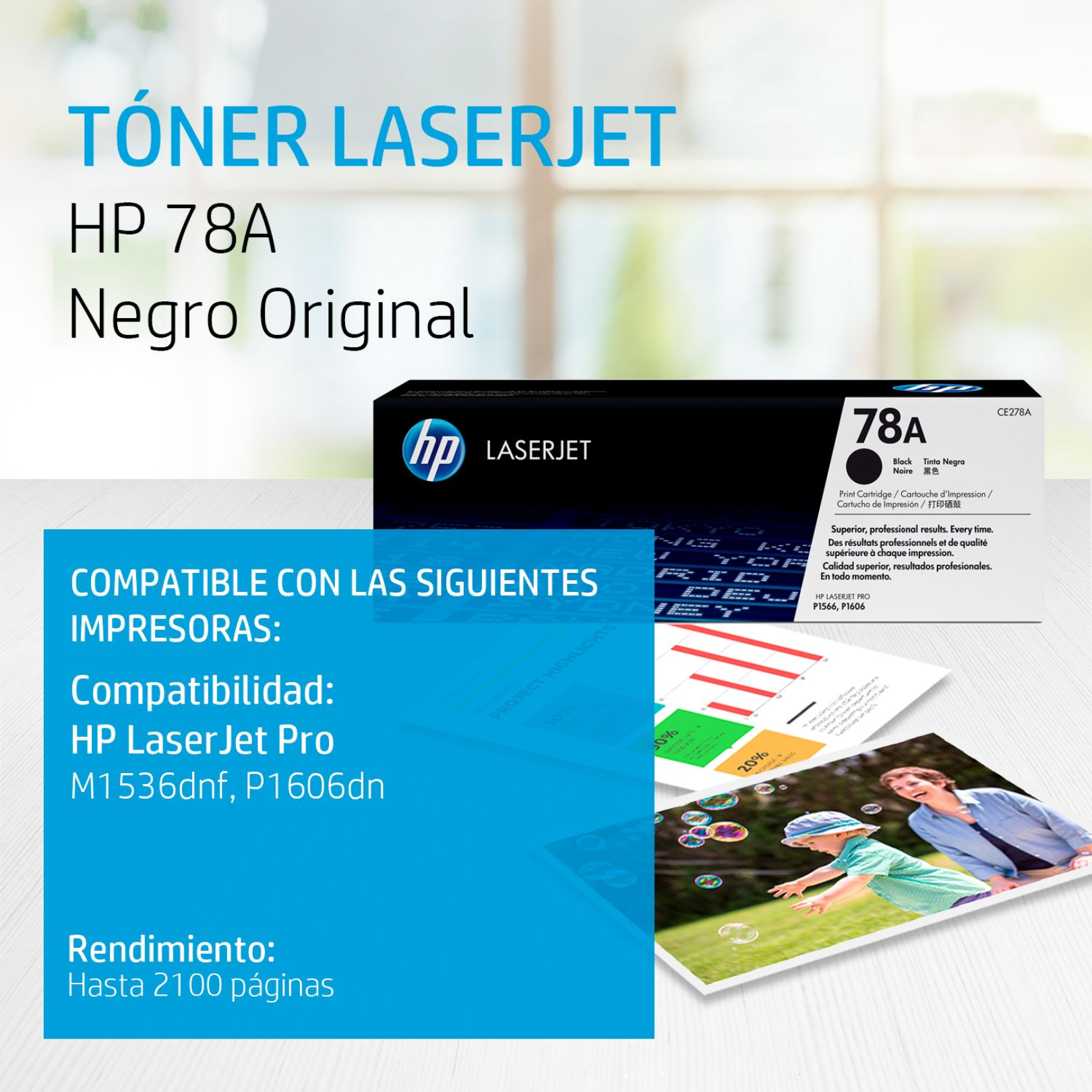 Toner HP 78A Negro (CE278A) LaserJet M1536DNF/P1606DN 2100 Pag.