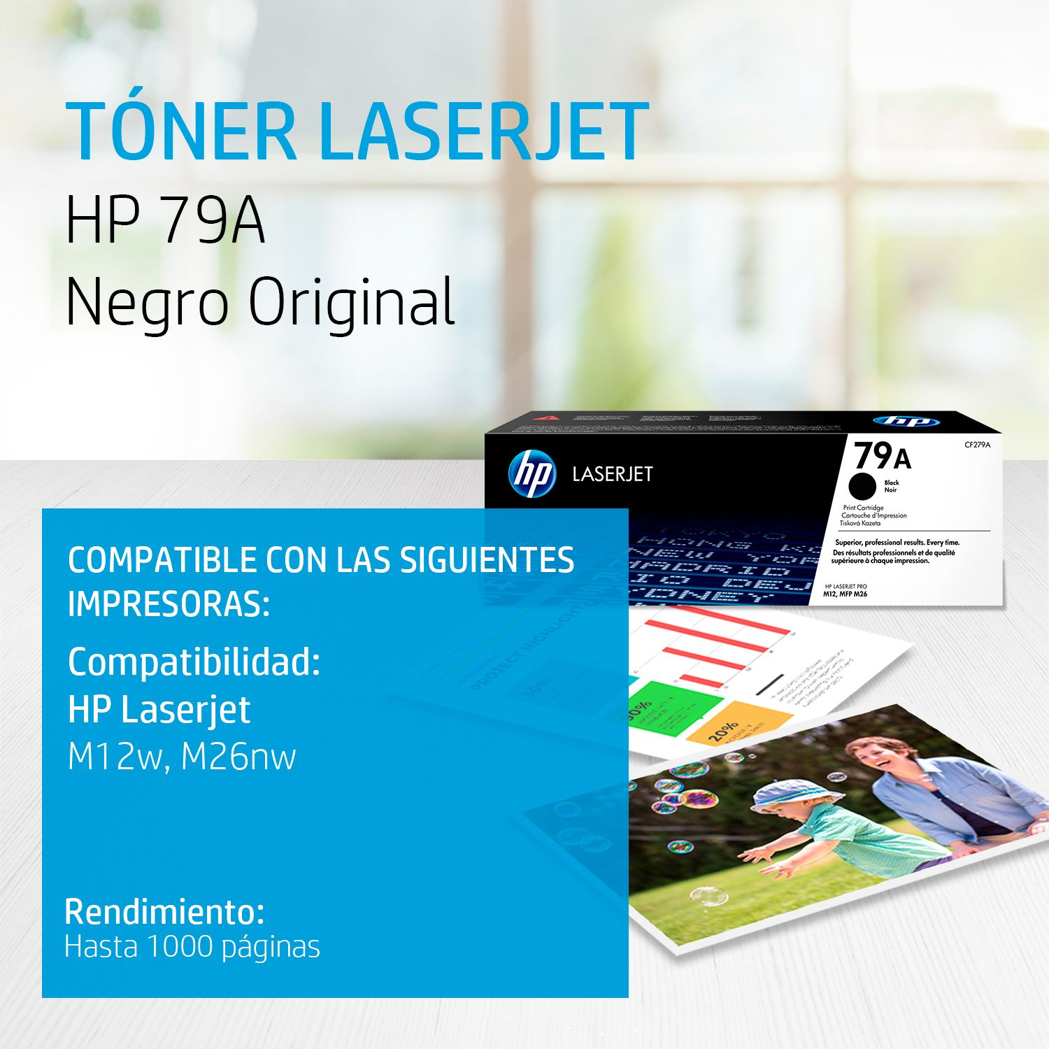 Toner HP 79A Negro (CF279A) LaserJet M12W/M26NW 1000 Pag.