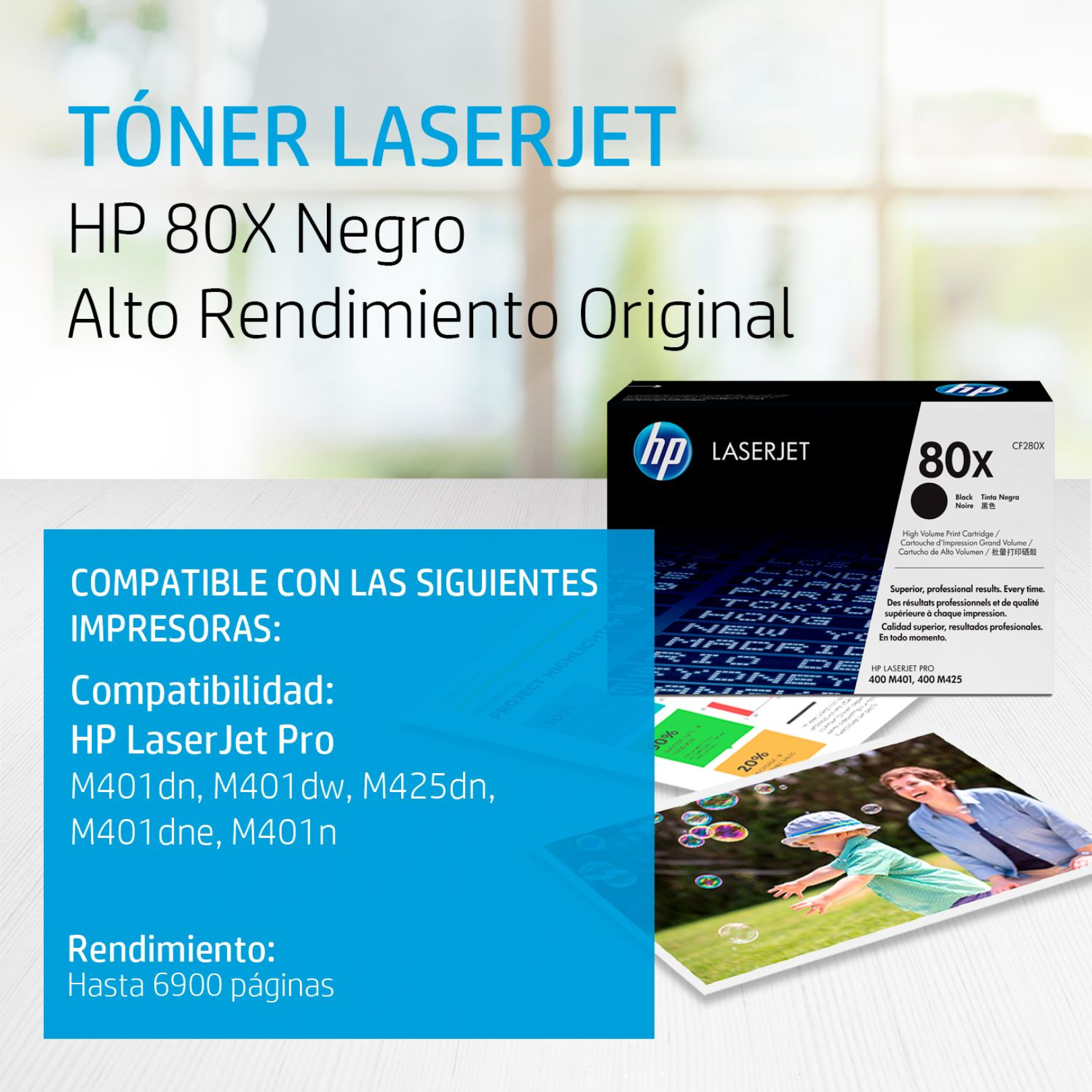 Toner HP 80X Negro (CF280X) LaserJet M401/M425 6900 Pag.