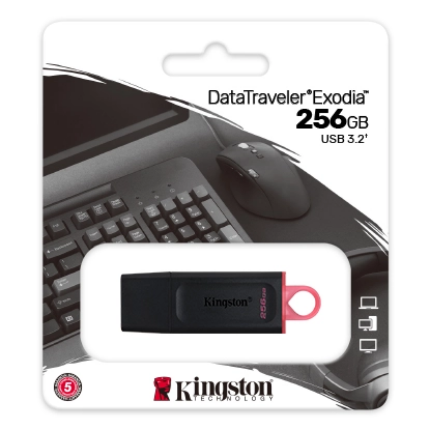Memoria Kingston USB DTX 256GB 3.2 GEN1 Negro/Rosa