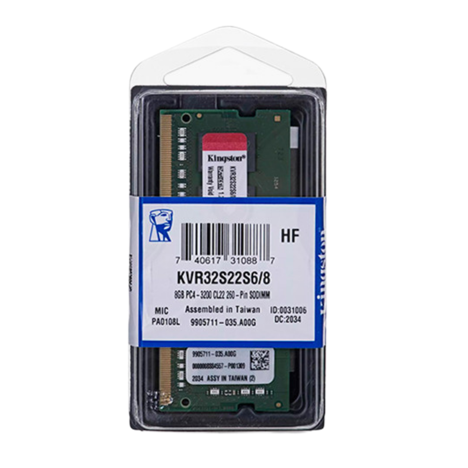 Memoria Ram Kingston DDR4 8GB 3200MHZ Sodimm (KVR32S22S6/8)