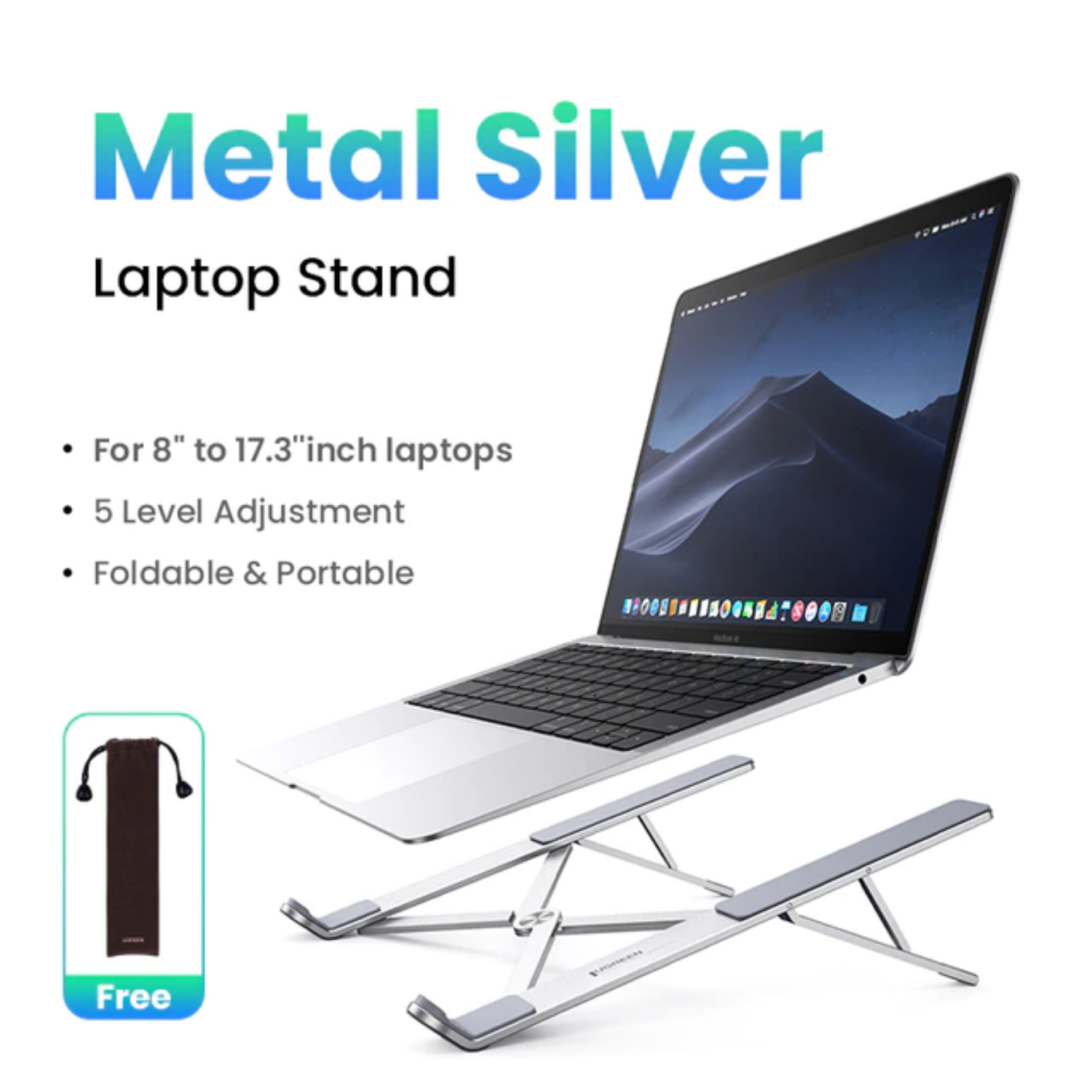 Soporte portátil Ugreen para laptop de 8" a 17.3" Metal Silver (40289)